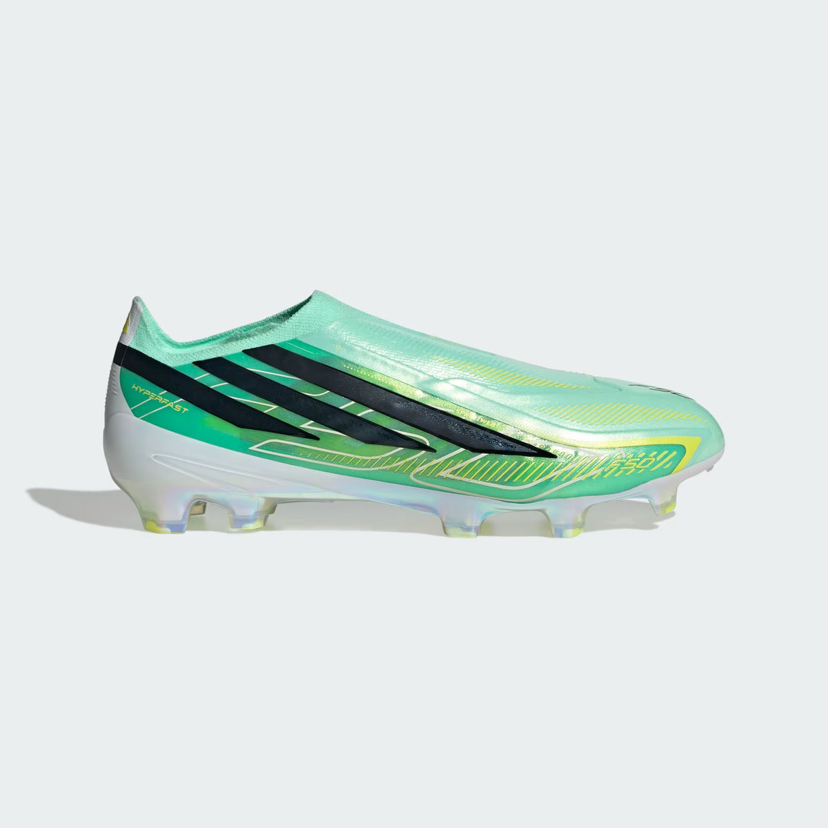 Adidas F50 Hyperfast Elite Laceless FG Firm Ground Soccer Cleat - Pulse Mint/Core Black/Solar Lemon