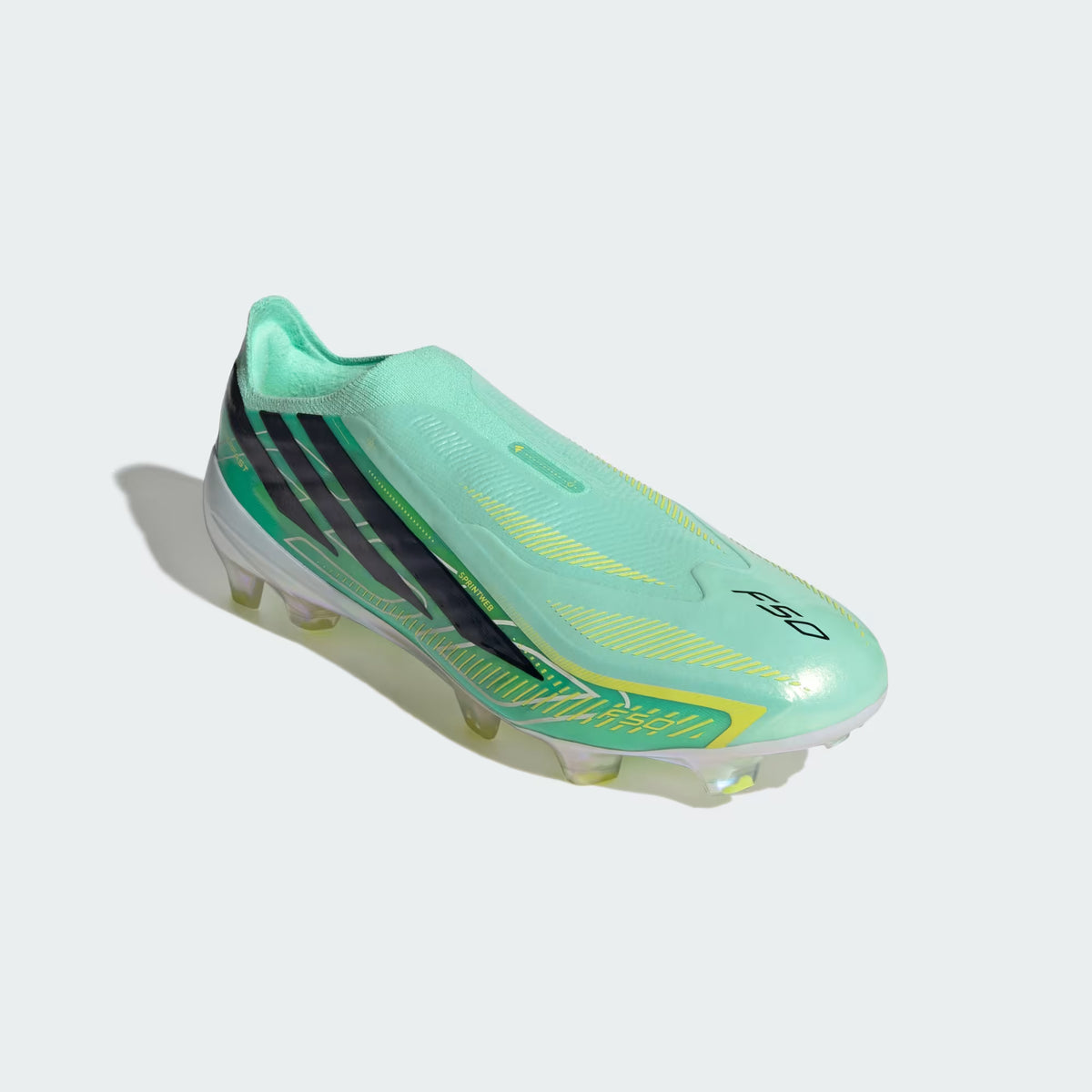 Adidas F50 Hyperfast Elite Laceless FG Firm Ground Soccer Cleat - Pulse Mint/Core Black/Solar Lemon