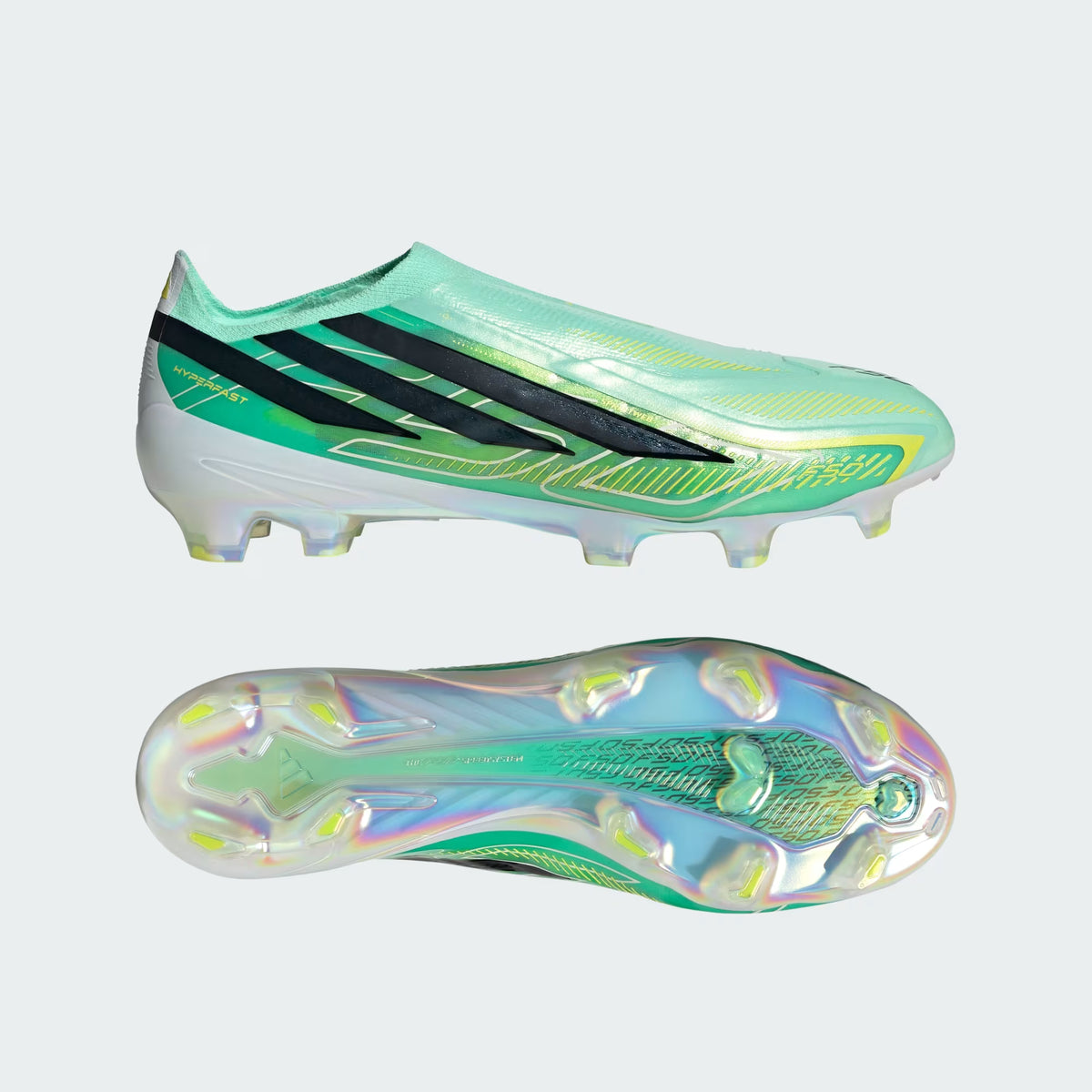 Adidas F50 Hyperfast Elite Laceless FG Firm Ground Soccer Cleat - Pulse Mint/Core Black/Solar Lemon