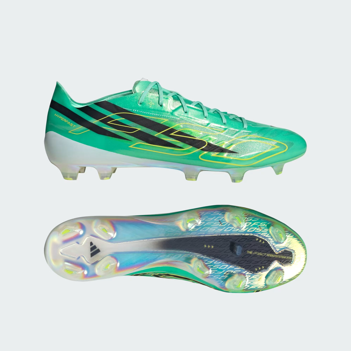 Adidas F50 Hyperfast EVO FG Firm Ground Soccer Cleat - Pulse Mint/Core Black/Solar Lemon