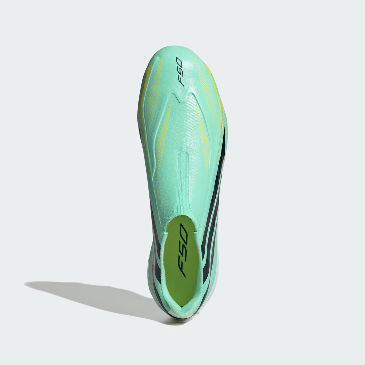 Adidas F50 Hyperfast Laceless League FG Firm Ground Soccer Cleat - Pulse Mint / Night Navy / Solar Lemon