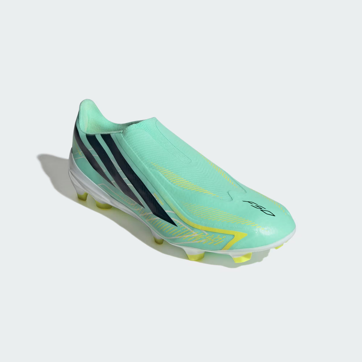Adidas F50 Hyperfast Laceless League FG Firm Ground Soccer Cleat - Pulse Mint / Night Navy / Solar Lemon