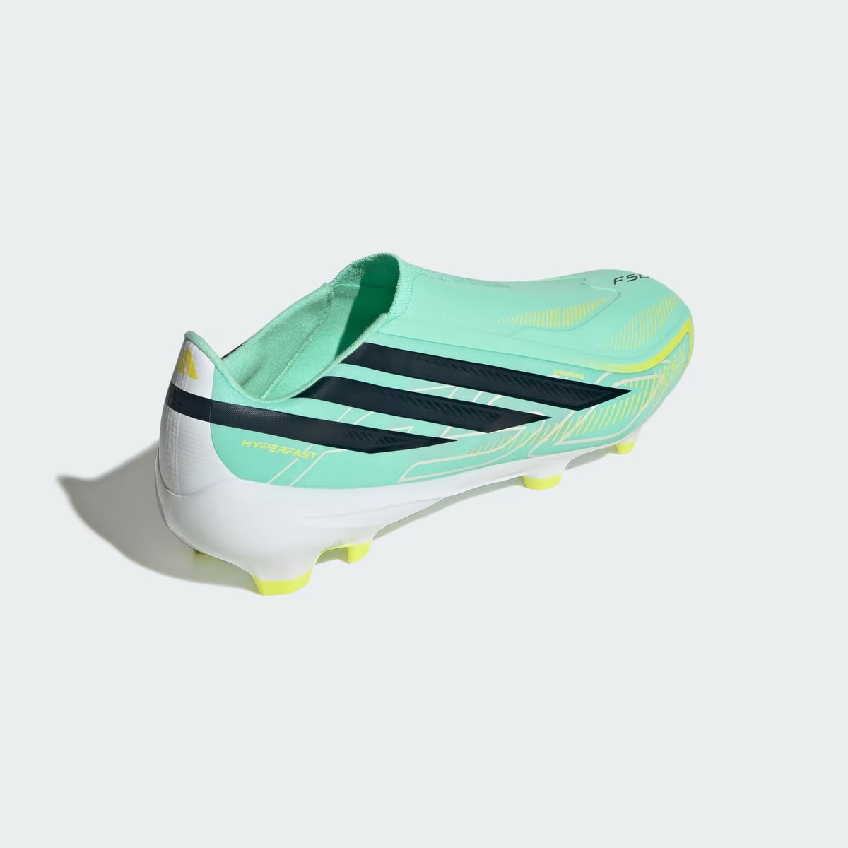 Adidas F50 Hyperfast Laceless League FG Firm Ground Soccer Cleat - Pulse Mint / Night Navy / Solar Lemon