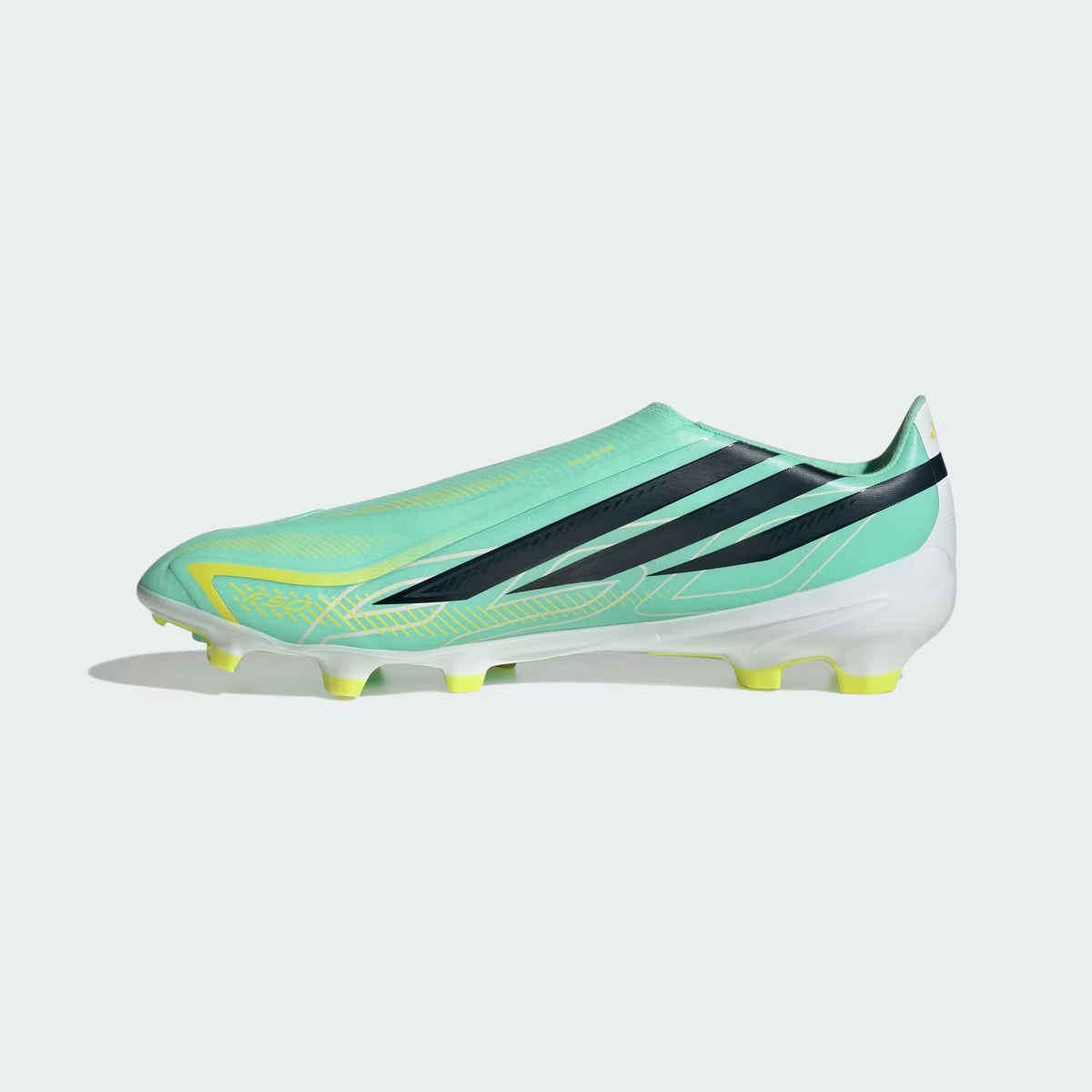 Adidas F50 Hyperfast Laceless League FG Firm Ground Soccer Cleat - Pulse Mint / Night Navy / Solar Lemon