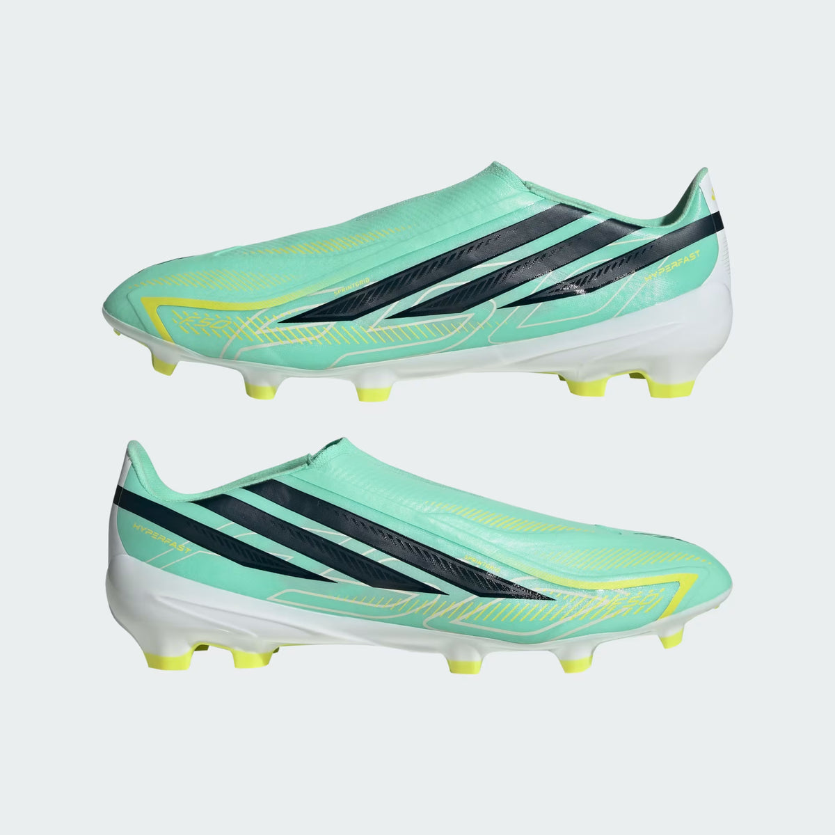 Adidas F50 Hyperfast Laceless League FG Firm Ground Soccer Cleat - Pulse Mint / Night Navy / Solar Lemon