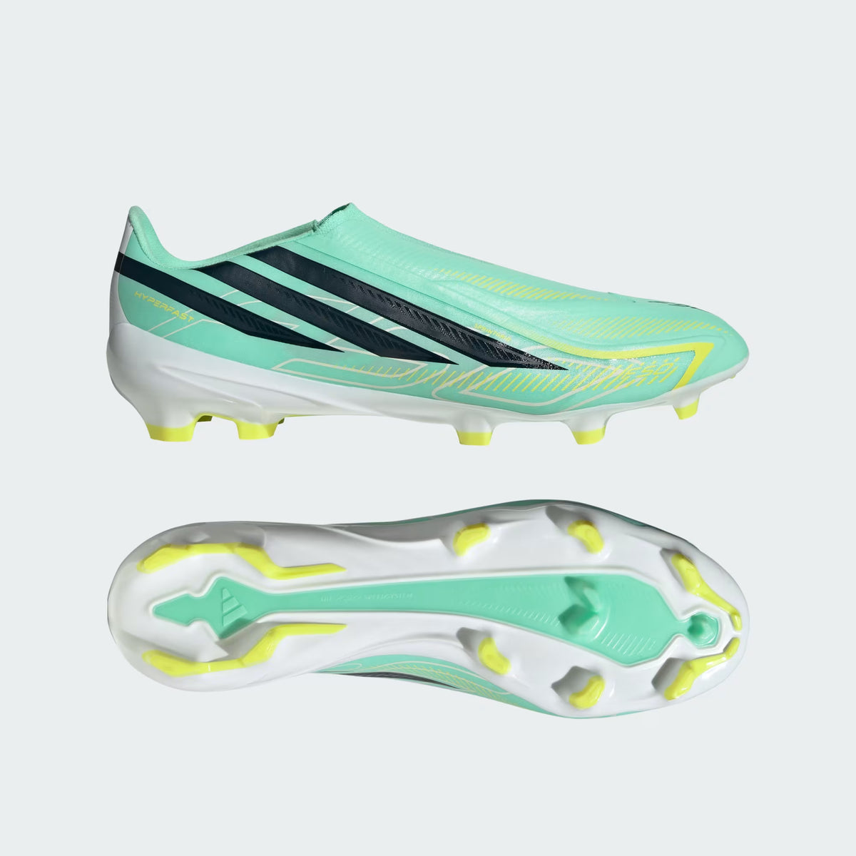 Adidas F50 Hyperfast Laceless League FG Firm Ground Soccer Cleat - Pulse Mint / Night Navy / Solar Lemon