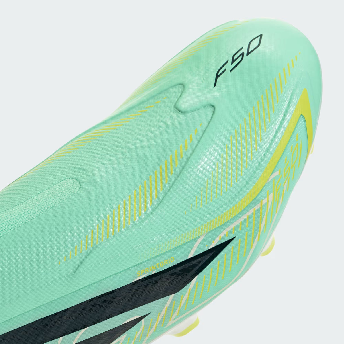 Adidas F50 Hyperfast Laceless League FG Firm Ground Soccer Cleat - Pulse Mint / Night Navy / Solar Lemon