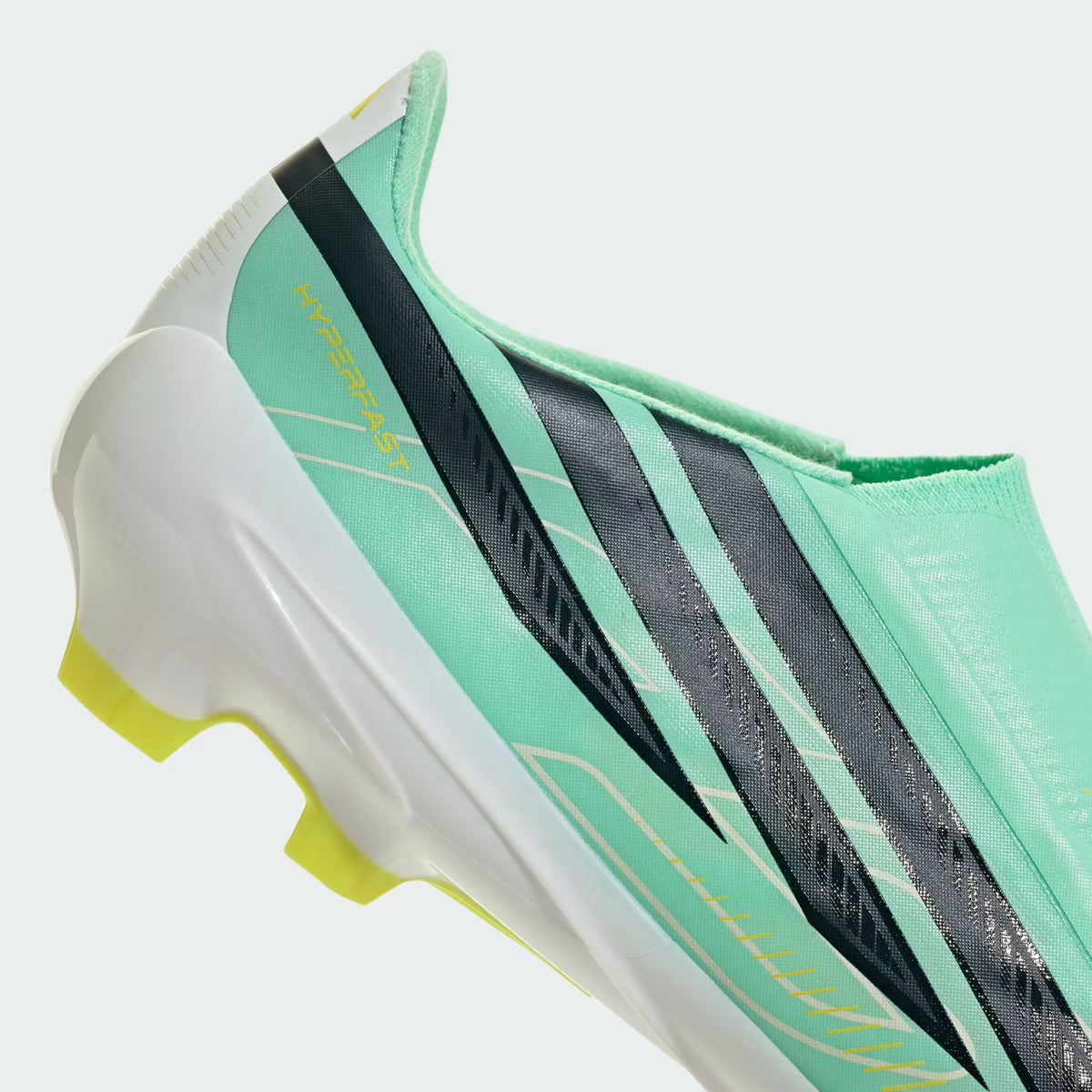 Adidas F50 Hyperfast Laceless League FG Firm Ground Soccer Cleat - Pulse Mint / Night Navy / Solar Lemon