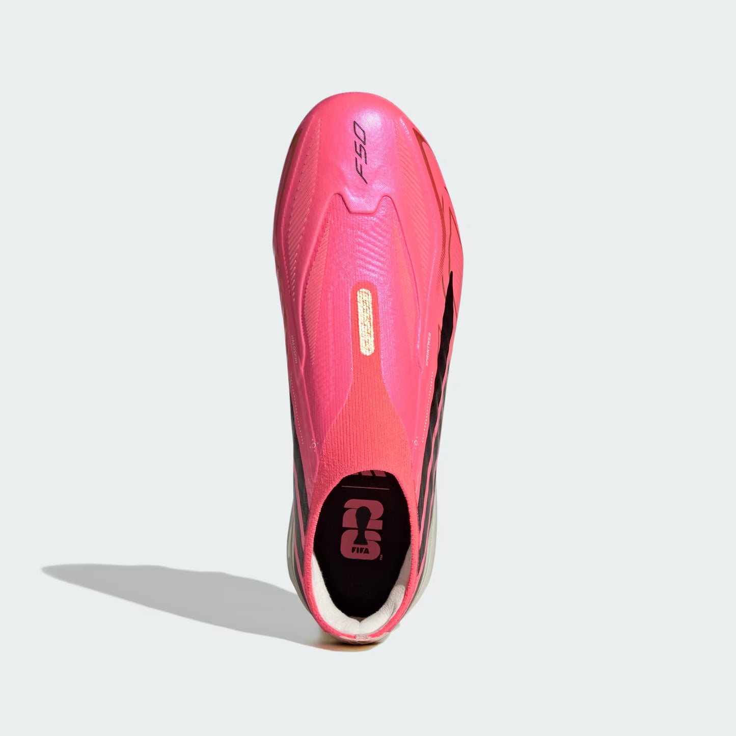 Adidas Junior F50 Hyperfast Elite Laceless FG Firm Ground Soccer Cleats - Solar Turbo/Core Black/Gold Metallic