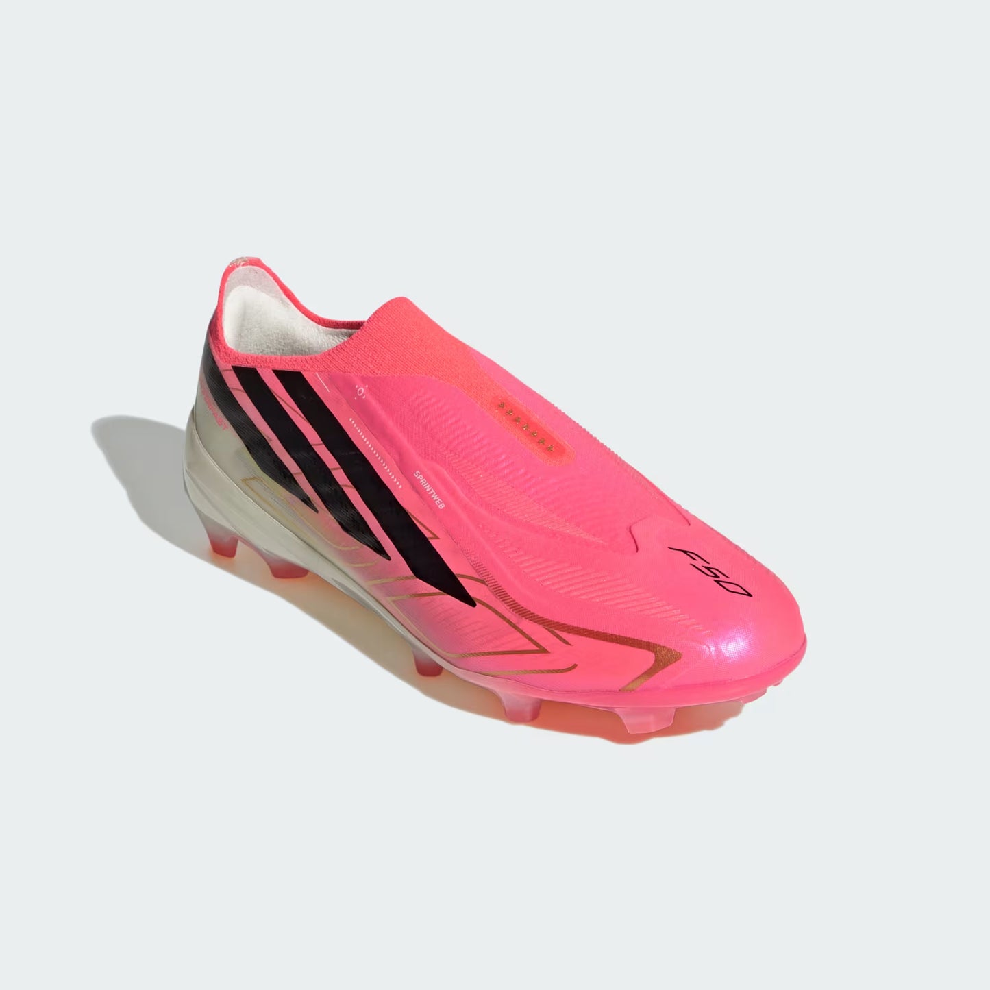 Adidas Junior F50 Hyperfast Elite Laceless FG Firm Ground Soccer Cleats - Solar Turbo/Core Black/Gold Metallic