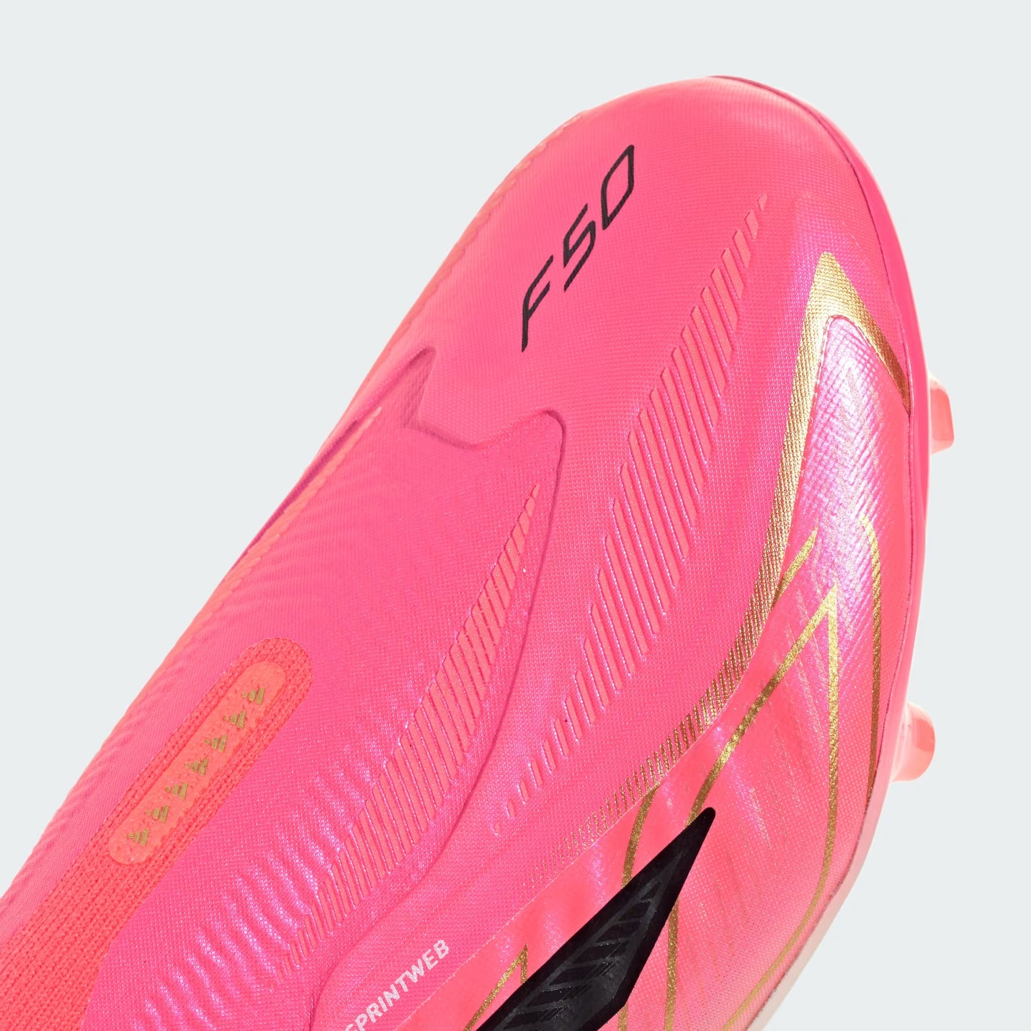 Adidas Junior F50 Hyperfast Elite Laceless FG Firm Ground Soccer Cleats - Solar Turbo/Core Black/Gold Metallic