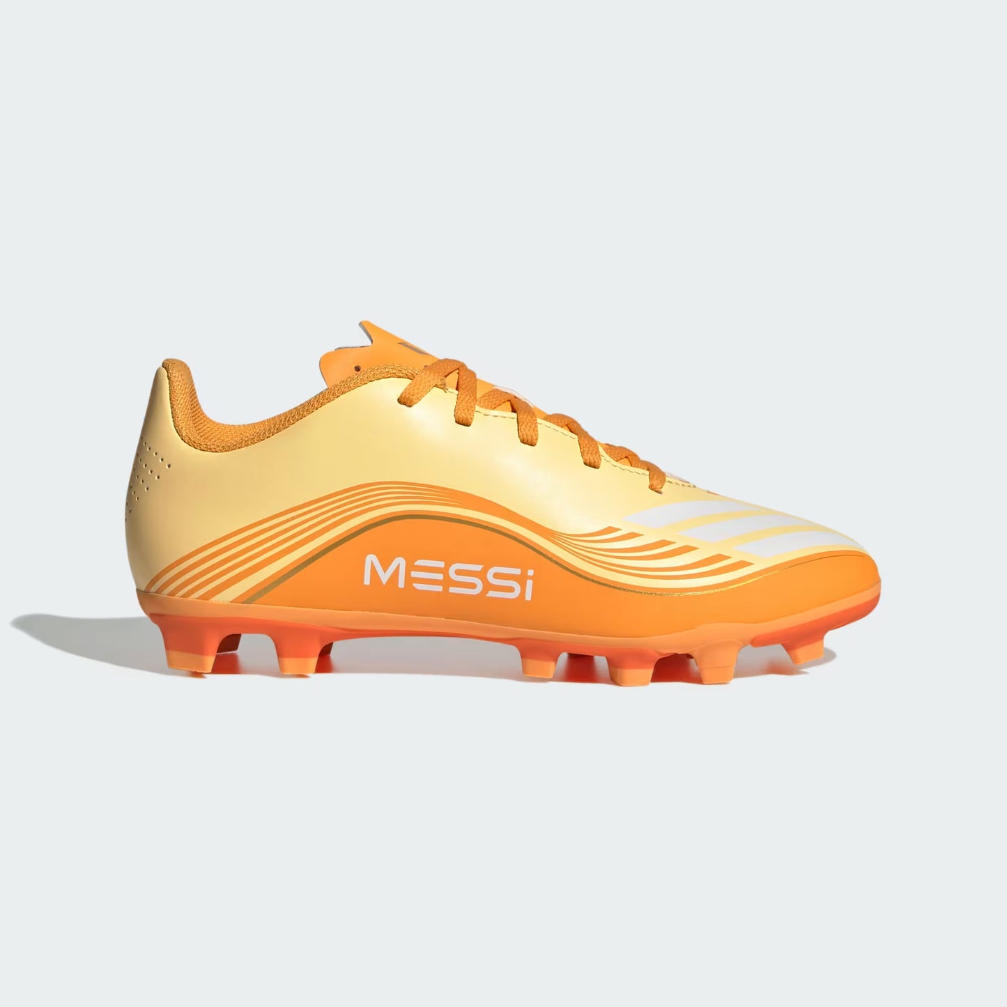 Adidas Junior Messi F50 Club FG Firm Ground Soccer Cleat - Ice Tangerine/Gold Metallic/Pure Tangerine