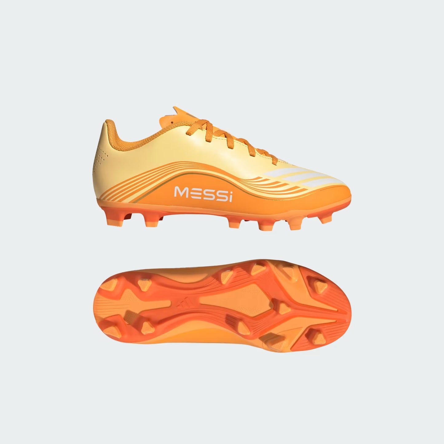 Adidas Junior Messi F50 Club FG Firm Ground Soccer Cleat - Ice Tangerine/Gold Metallic/Pure Tangerine