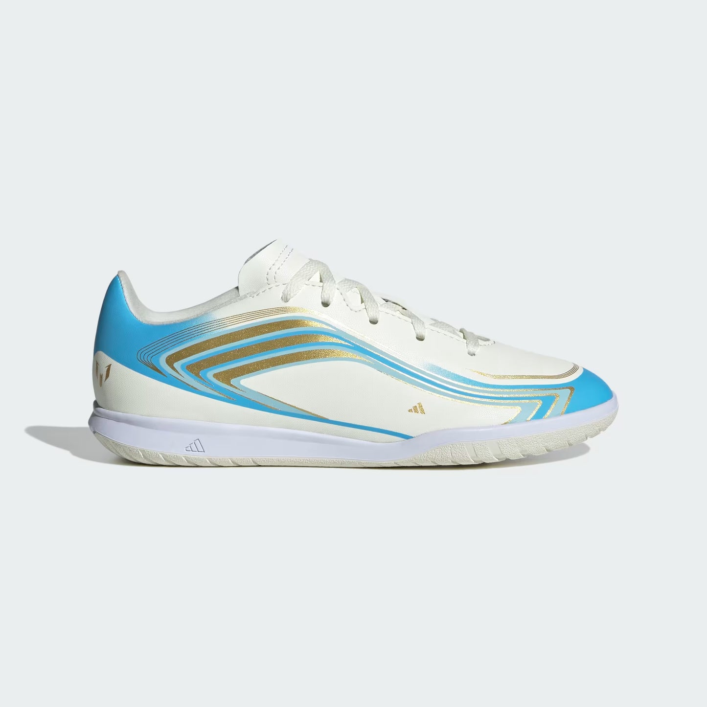 Adidas Junior F50 Messi Club IN Indoor Soccer Shoes - Ivory/Semi Blue Burst/Icey Blue