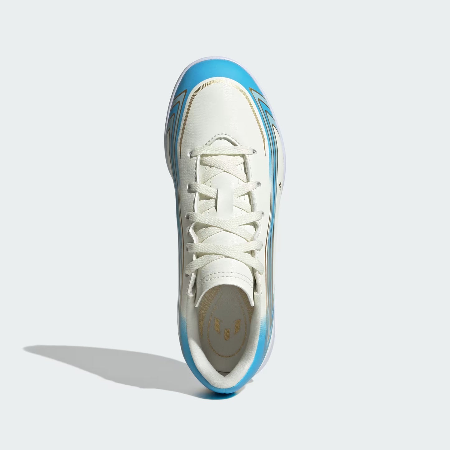 Adidas Junior F50 Messi Club IN Indoor Soccer Shoes - Ivory/Semi Blue Burst/Icey Blue