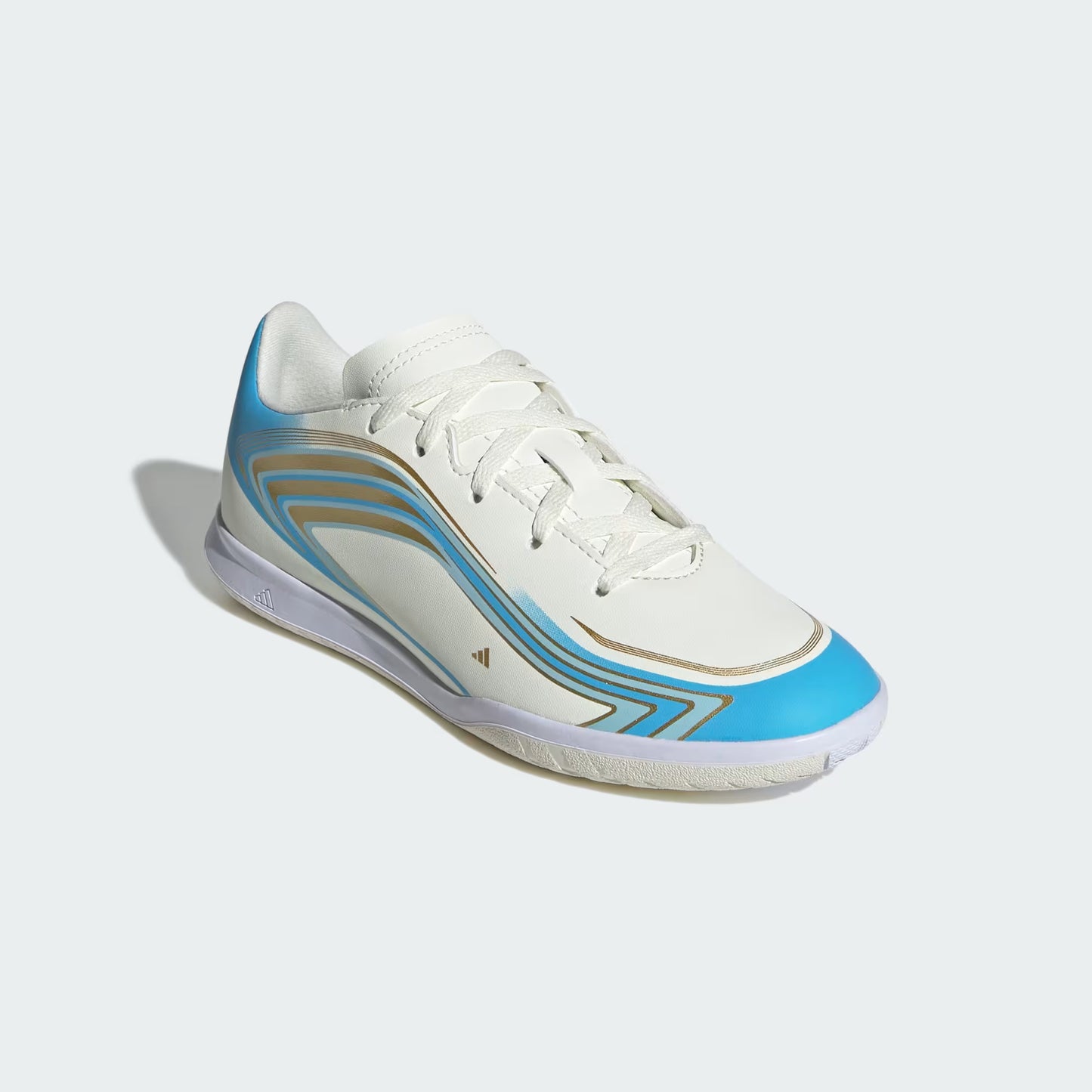 Adidas Junior F50 Messi Club IN Indoor Soccer Shoes - Ivory/Semi Blue Burst/Icey Blue