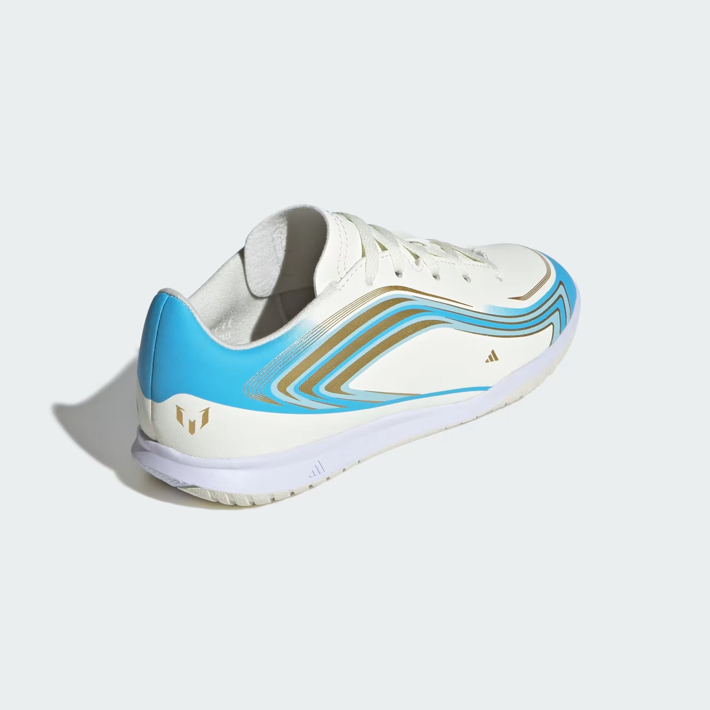 Adidas Junior F50 Messi Club IN Indoor Soccer Shoes - Ivory/Semi Blue Burst/Icey Blue