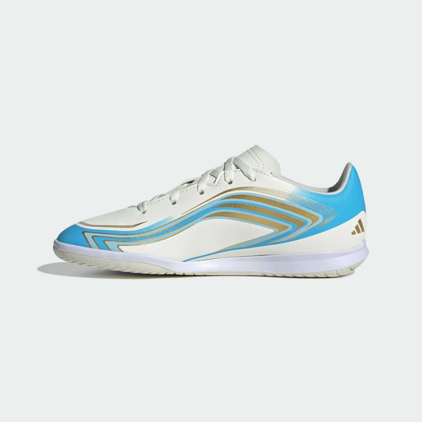 Adidas Junior F50 Messi Club IN Indoor Soccer Shoes - Ivory/Semi Blue Burst/Icey Blue