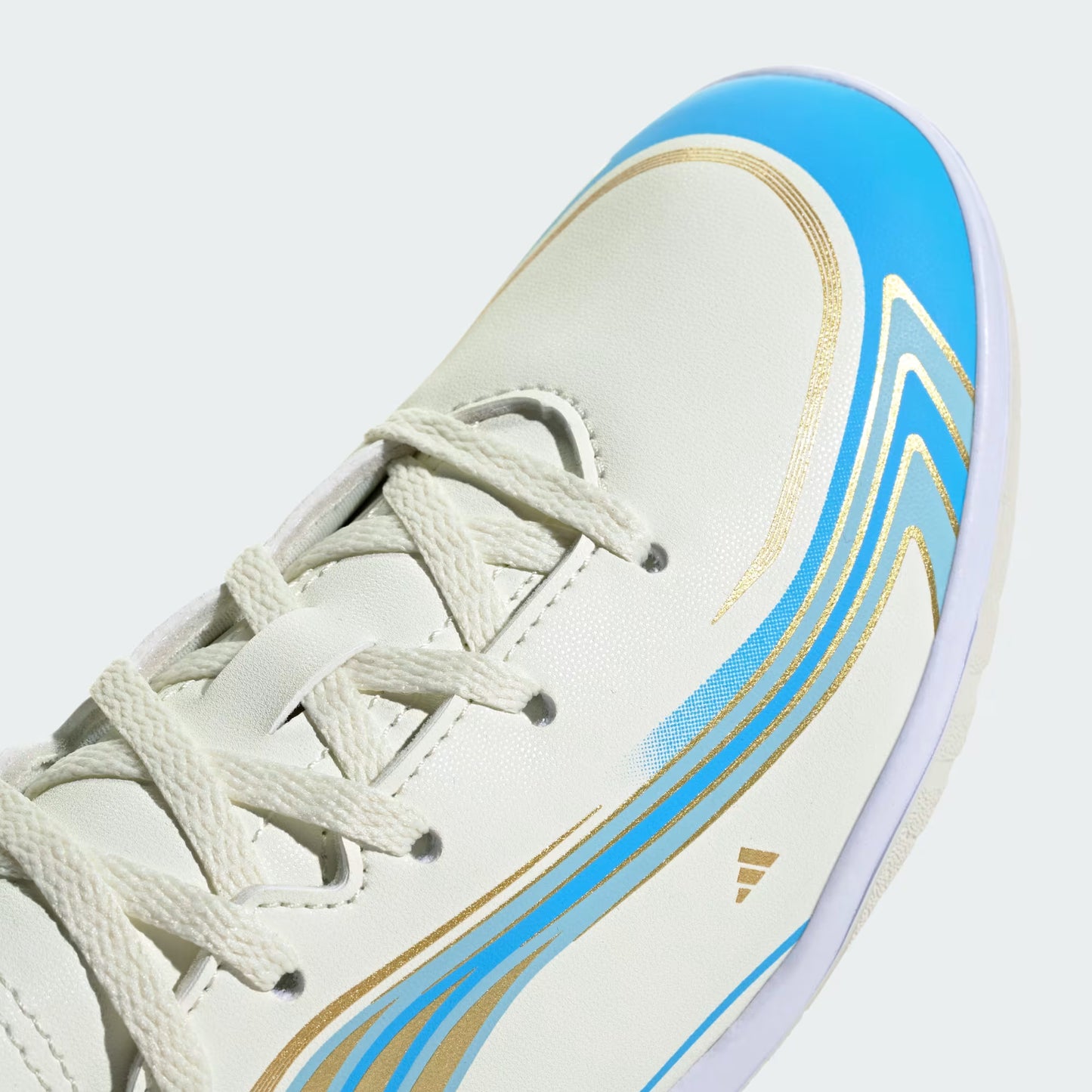 Adidas Junior F50 Messi Club IN Indoor Soccer Shoes - Ivory/Semi Blue Burst/Icey Blue