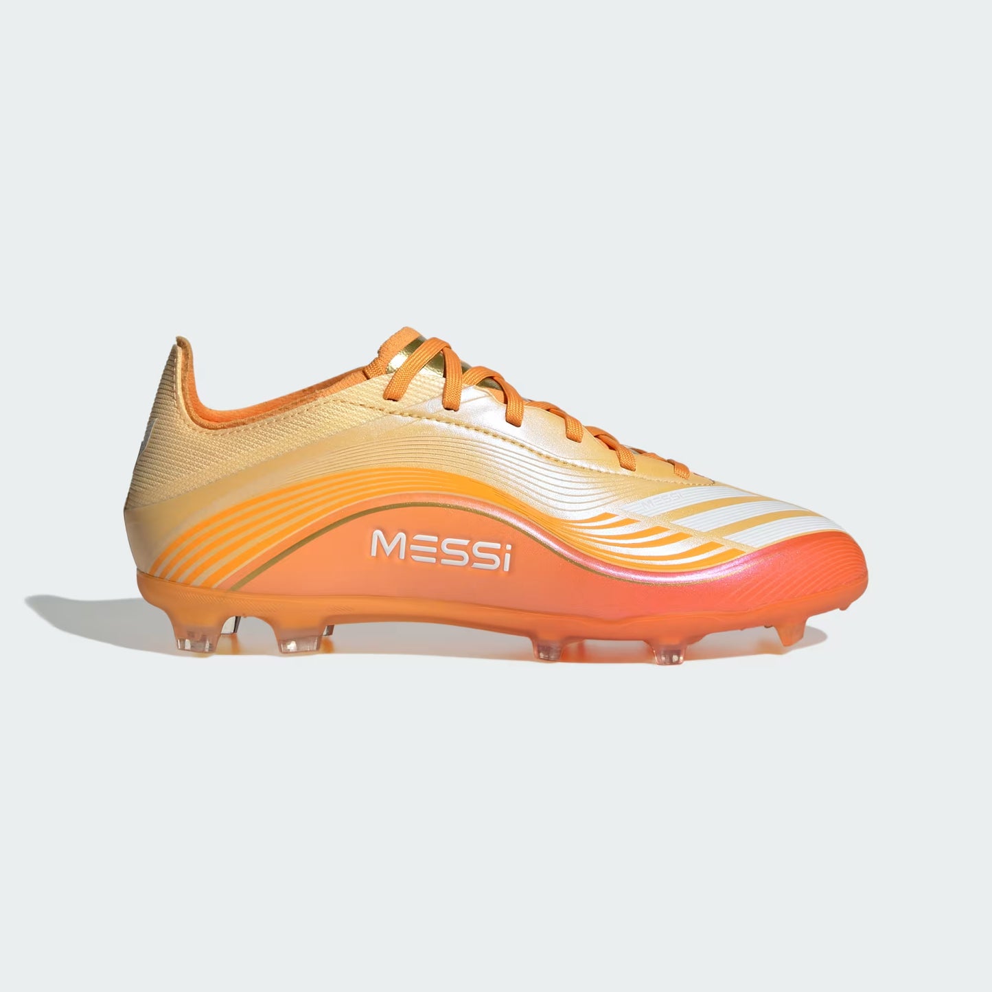 Adidas Junior Messi F50 Elite FG Firm Ground Soccer Cleat - Ice Tangerine/Gold Metallic/Pure Tangerine
