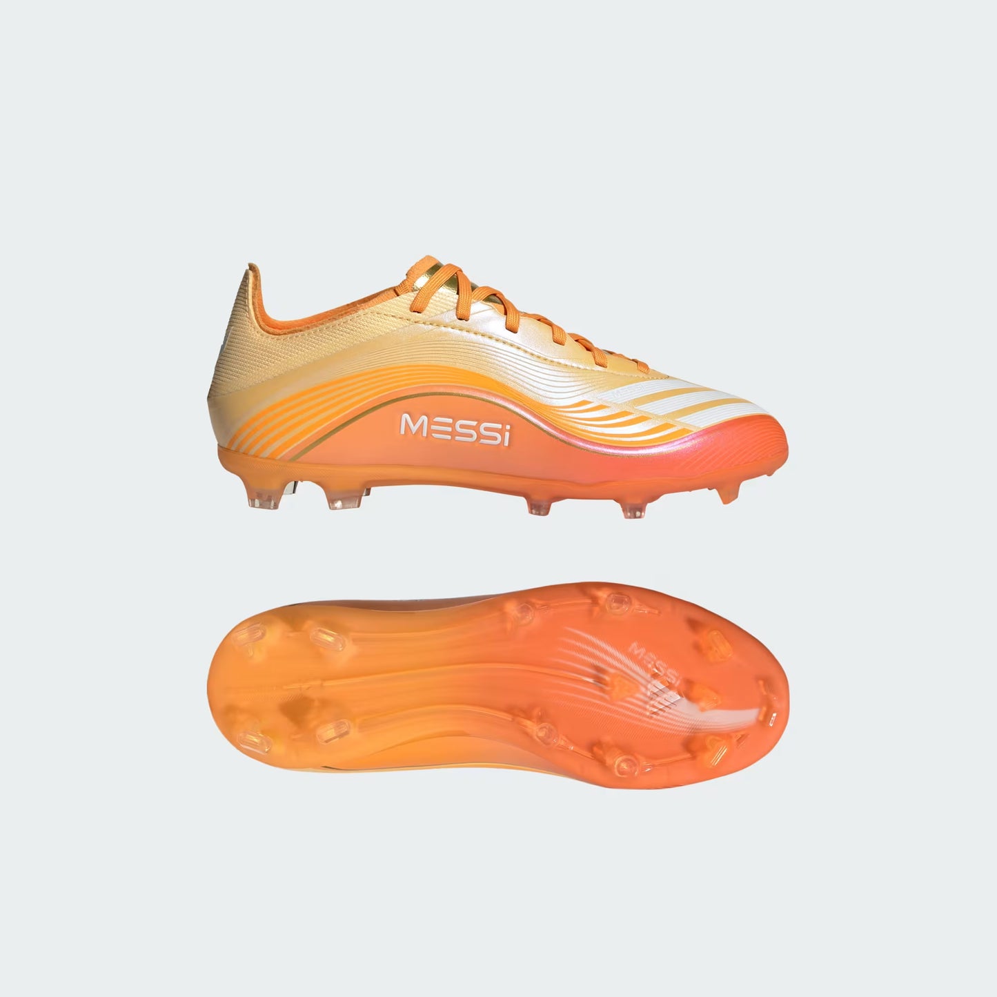 Adidas Junior Messi F50 Elite FG Firm Ground Soccer Cleat - Ice Tangerine/Gold Metallic/Pure Tangerine