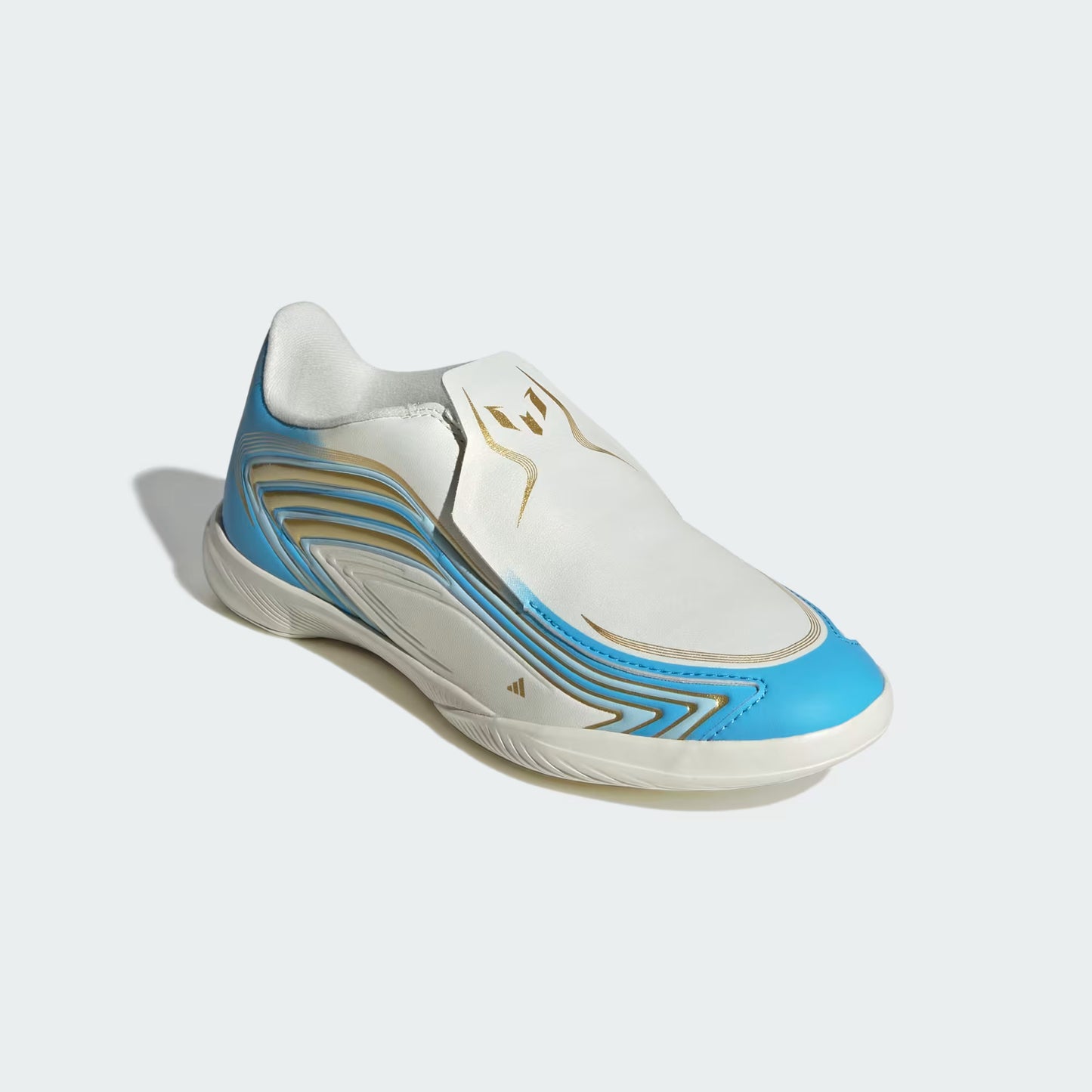 Adidas Junior F50 Messi League IN Indoor Soccer Shoes - Ivory/Semi Blue Burst/Icey Blue