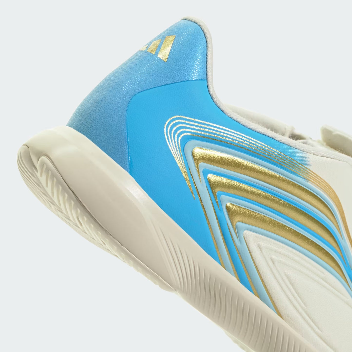 Adidas Junior F50 Messi League IN Indoor Soccer Shoes - Ivory/Semi Blue Burst/Icey Blue