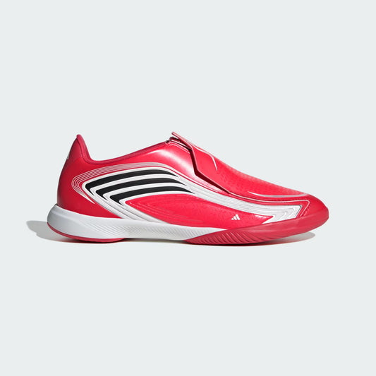 Adidas F50 Messi League Laceless Indoor Soccer Shoes Kids - Lucid Red / Core Black / Pure Ruby
