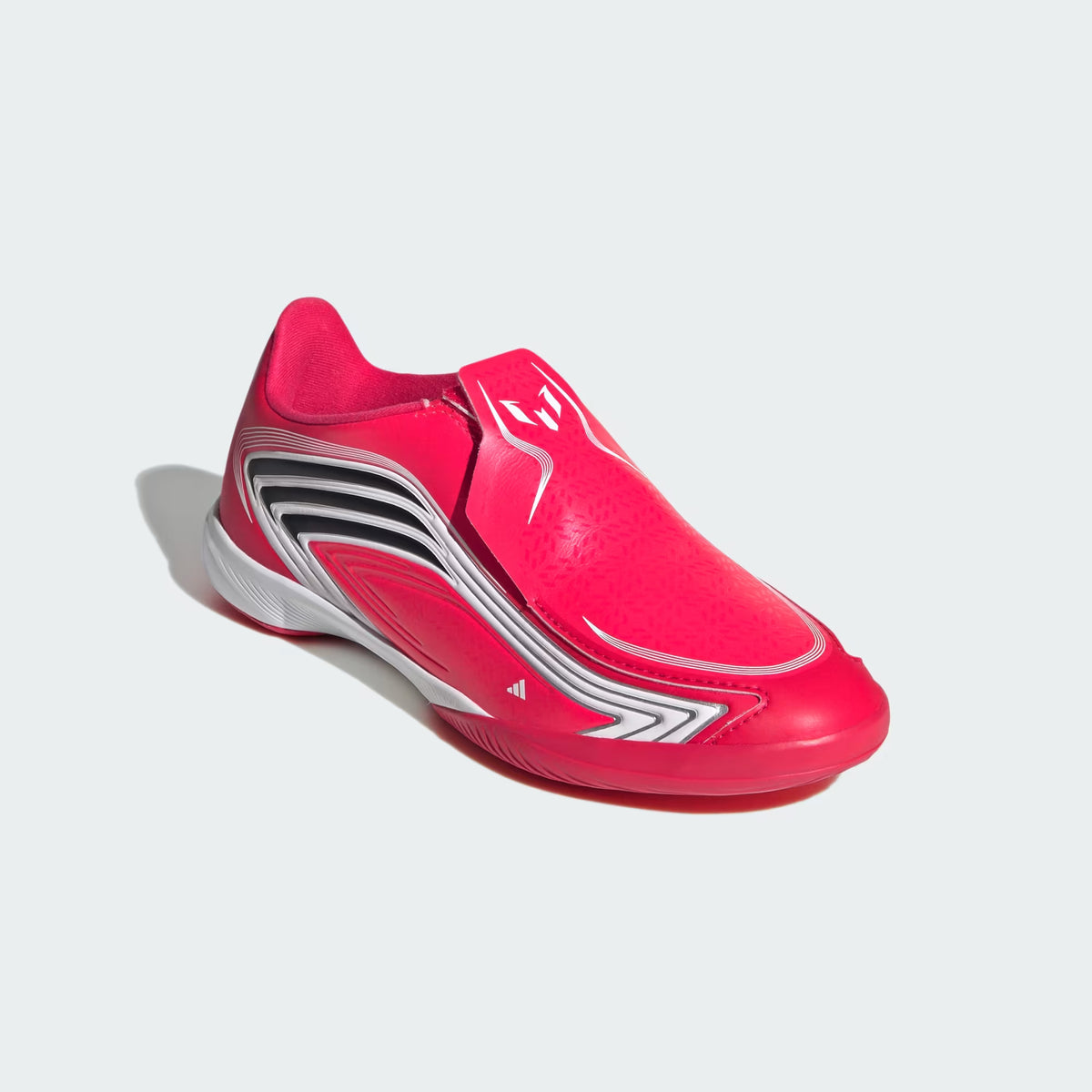 Adidas F50 Messi League Laceless Indoor Soccer Shoes Kids - Lucid Red / Core Black / Pure Ruby