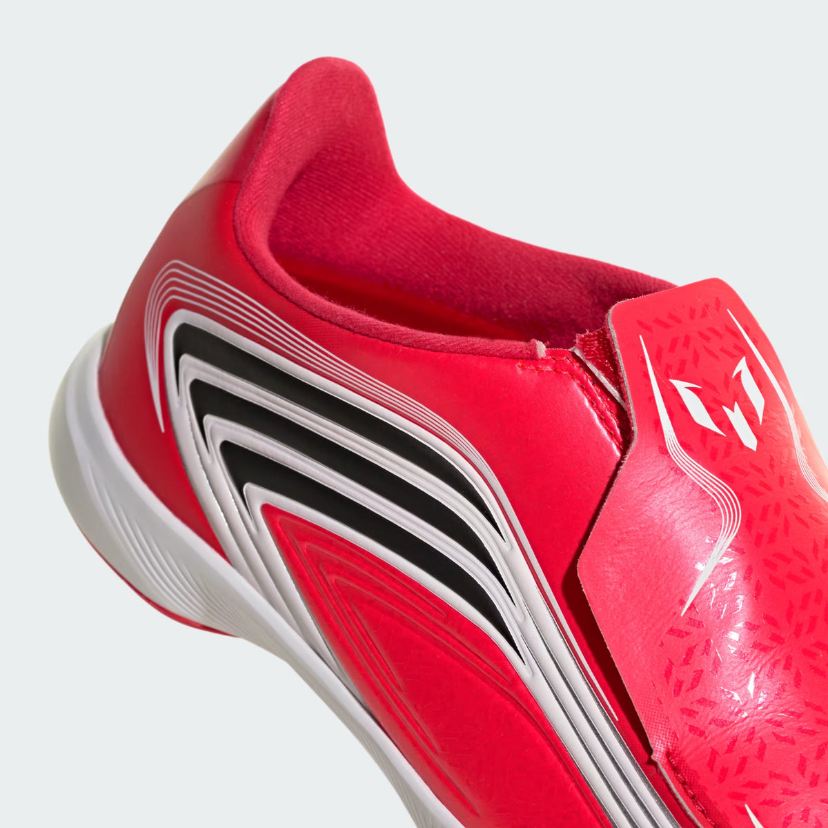 Adidas F50 Messi League Laceless Indoor Soccer Shoes Kids - Lucid Red / Core Black / Pure Ruby