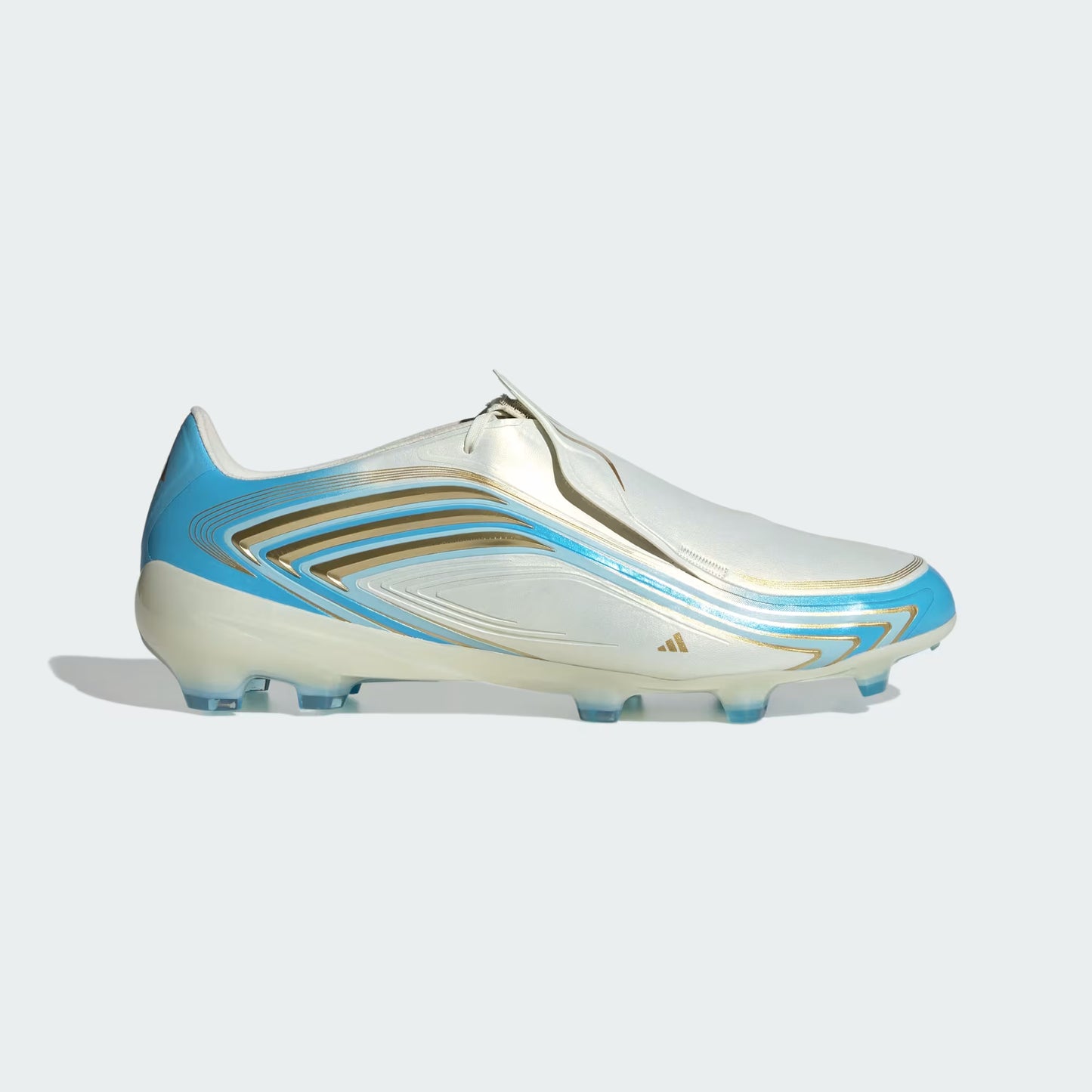 Adidas F50 Messi Pro FG Firm Ground Soccer Cleats - Ivory/Semi Blue Burst/Icey Blue