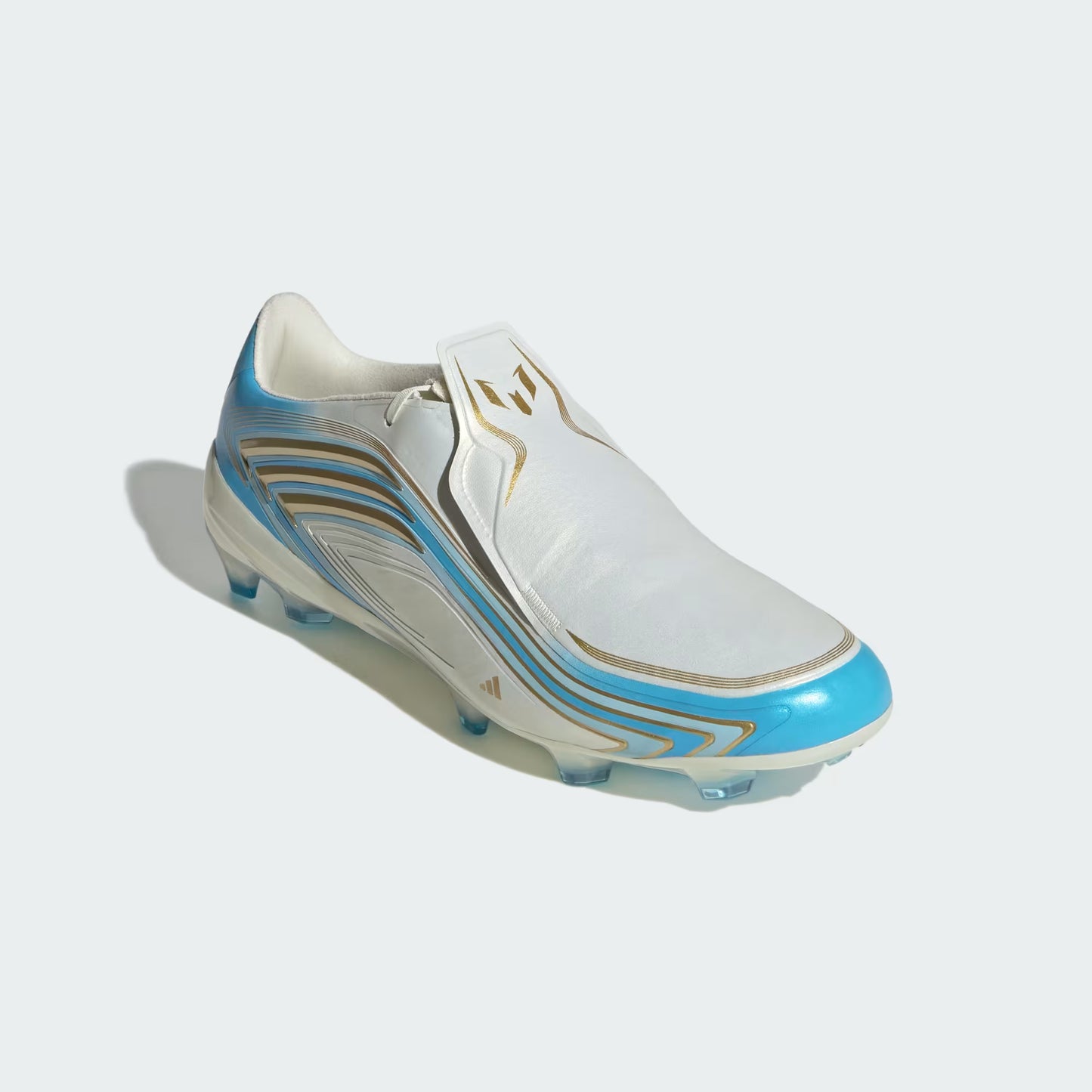 Adidas F50 Messi Pro FG Firm Ground Soccer Cleats - Ivory/Semi Blue Burst/Icey Blue