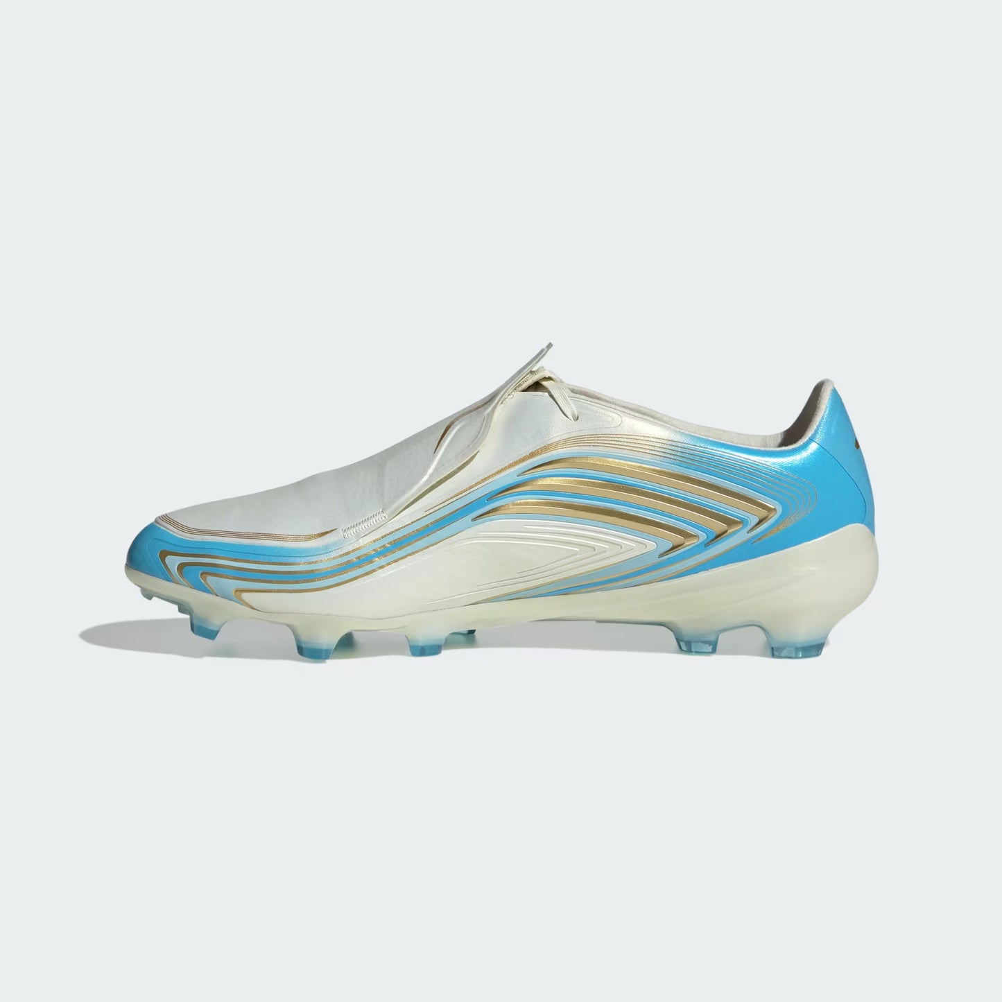 Adidas F50 Messi Pro FG Firm Ground Soccer Cleats - Ivory/Semi Blue Burst/Icey Blue