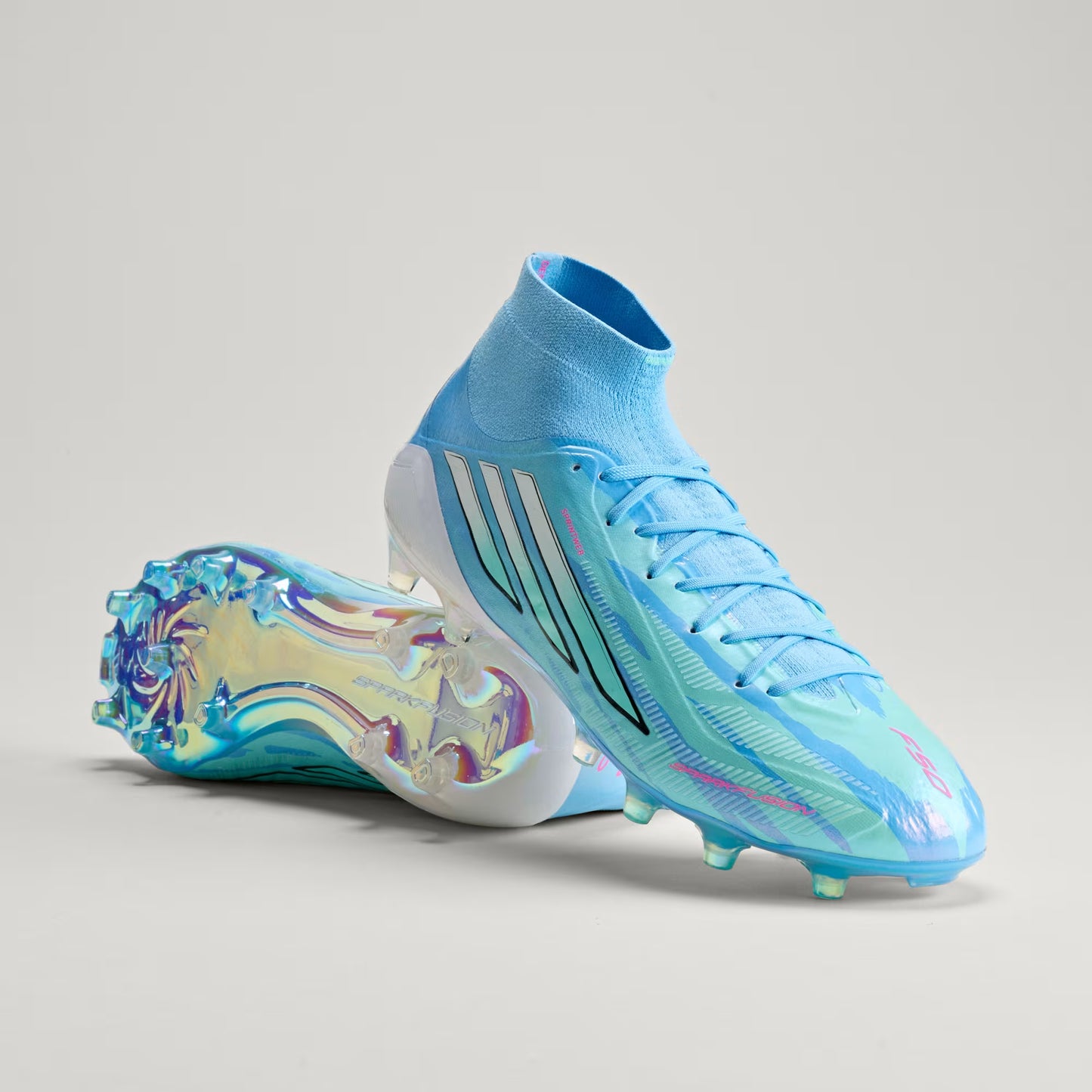 Adidas Trinity Rodman F50 Sparkfusion Elite FG/AG Firm Ground Soccer Cleat - Semi Blue Burst/Cloud White/Lucid Pink