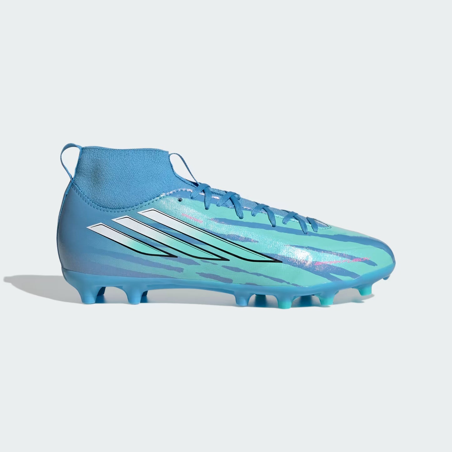 Adidas Junior Trinity Rodman F50 Sparkfusion League FG/AG Firm Ground Soccer Cleat - Semi Blue Burst/Cloud White/Lucid Pink