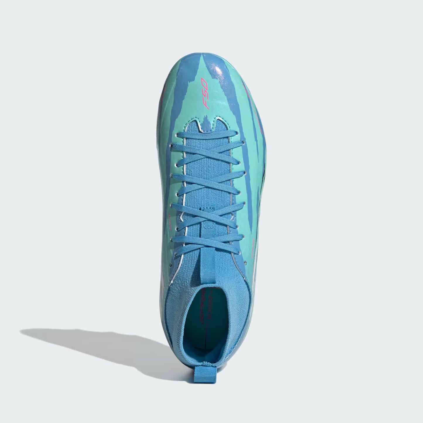 Adidas Junior Trinity Rodman F50 Sparkfusion League FG/AG Firm Ground Soccer Cleat - Semi Blue Burst/Cloud White/Lucid Pink