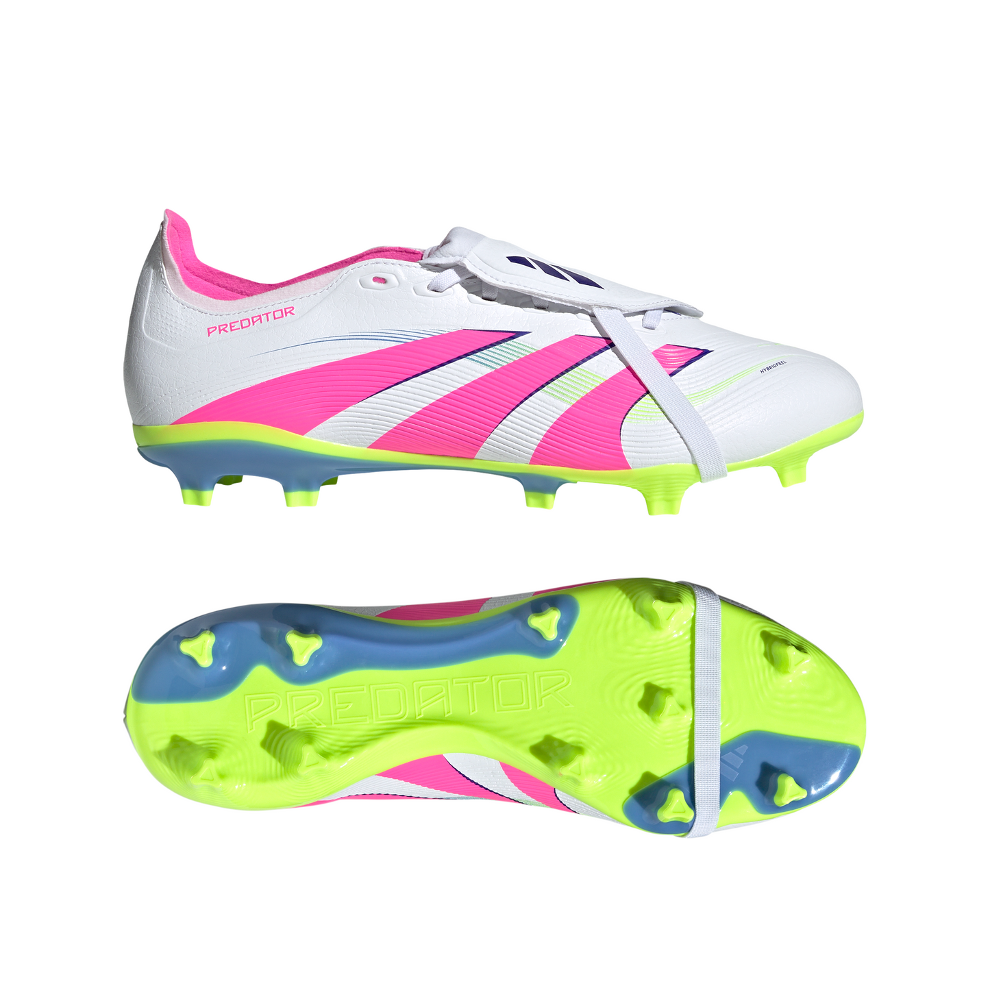 Adidas Predator League Fold-Over Tongue FG Firm Ground Soccer Cleat - Cloud White/Lucid Pink/Lucid Lemon