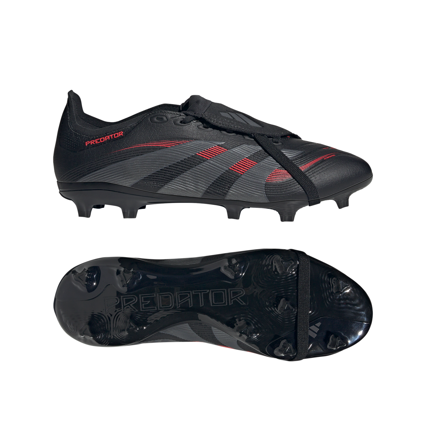 Adidas Predator League FT Fold Tongue FG Firm Ground Soccer Cleat -Core Black/Grey Four/Lucid Red