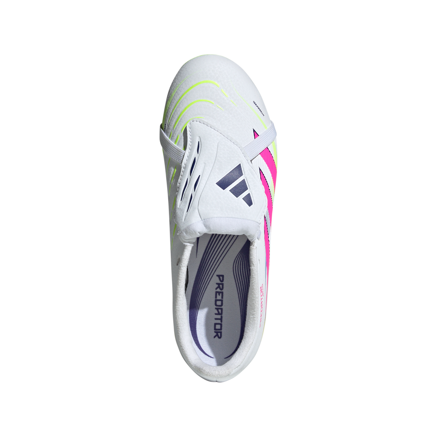 Adidas Junior Predator League Fold-Over Tongue FG Firm Ground Soccer Cleat - White/Lucid Pink/Lucid Lemon