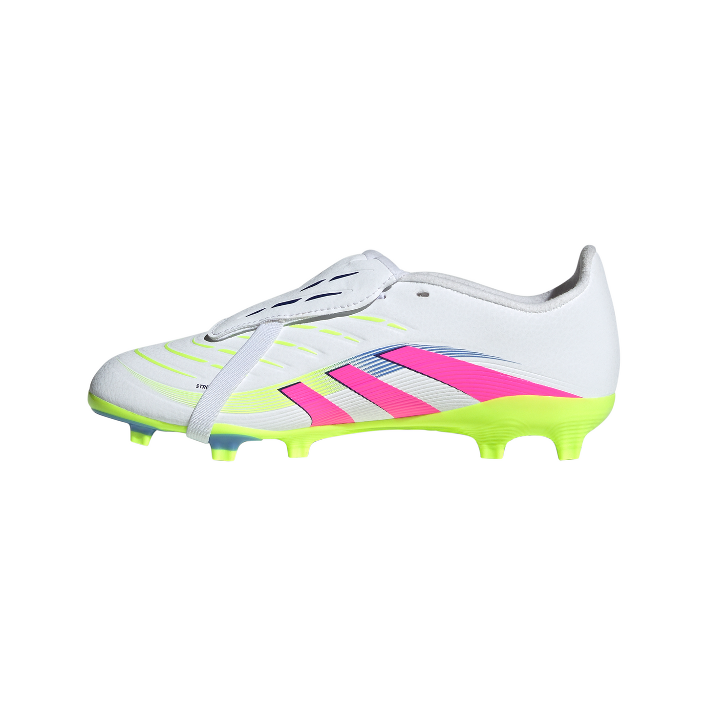 Adidas Junior Predator League Fold-Over Tongue FG Firm Ground Soccer Cleat - White/Lucid Pink/Lucid Lemon