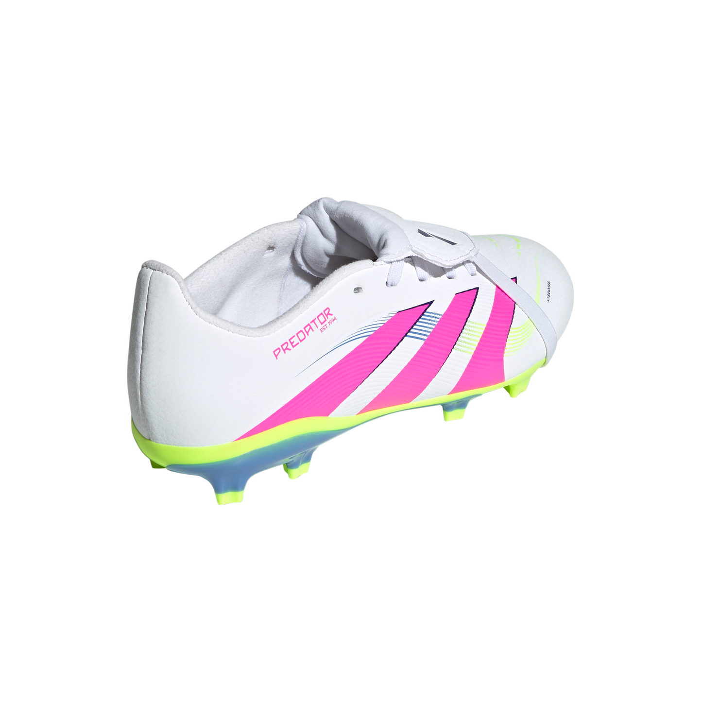 Adidas Junior Predator League Fold-Over Tongue FG Firm Ground Soccer Cleat - White/Lucid Pink/Lucid Lemon