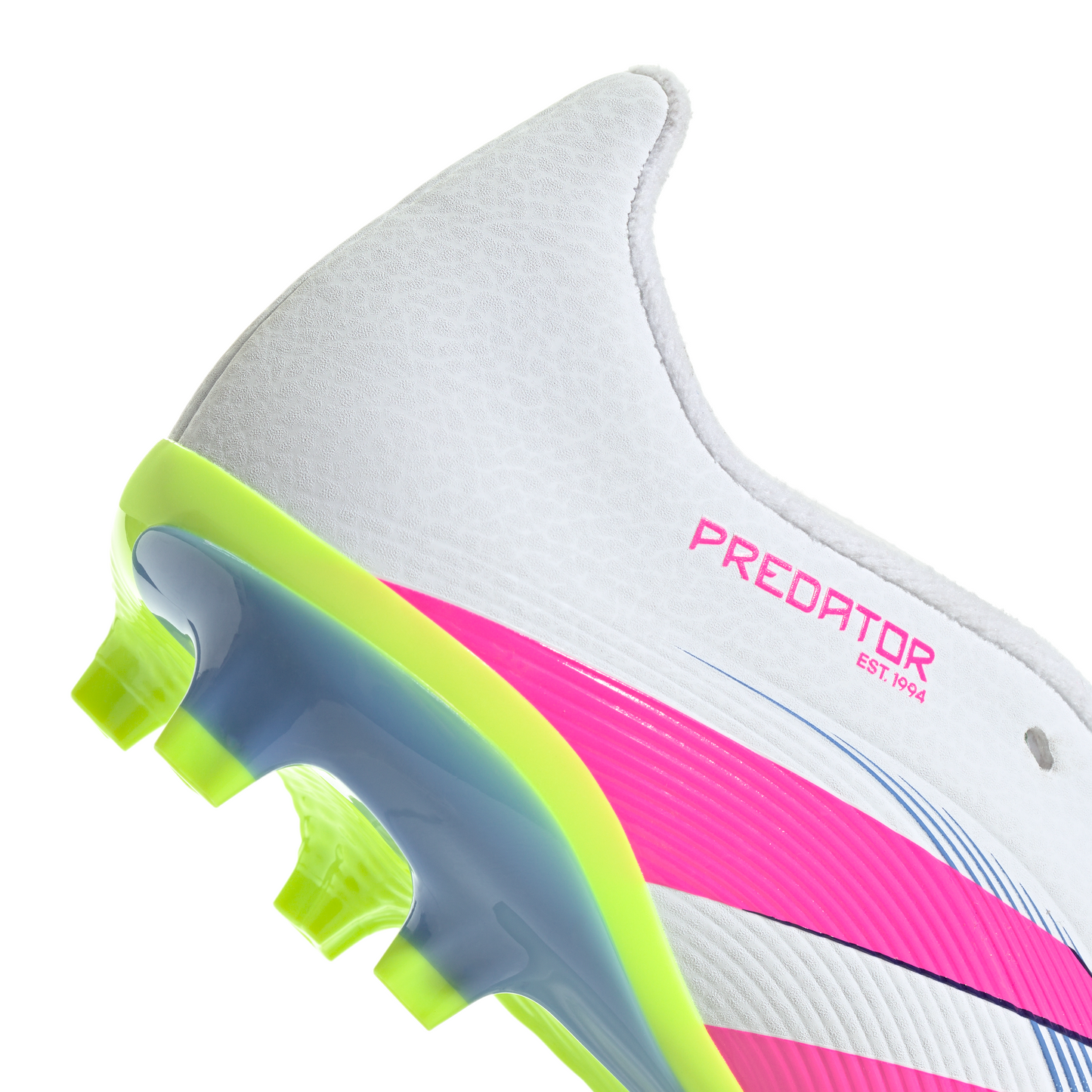 Adidas Junior Predator League Fold-Over Tongue FG Firm Ground Soccer Cleat - White/Lucid Pink/Lucid Lemon