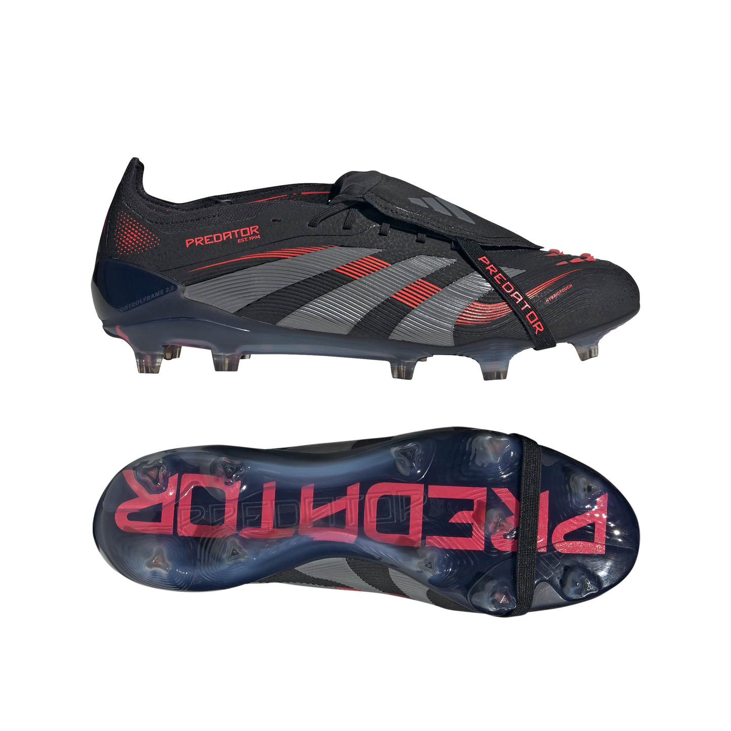 Adidas Predator Elite FT Fold Tongue FG Firm Ground Soccer Cleat - Core Black/Grey Four/Lucid Red