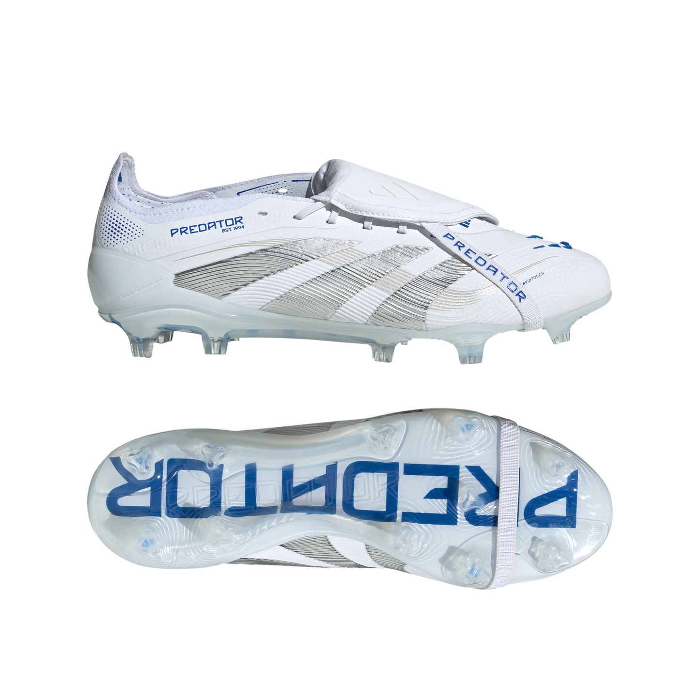 Adidas Predator Elite FT Fold Tongue FG Firm Ground Soccer Cleat - Cloud White/Silver Metallic/Bright Royal