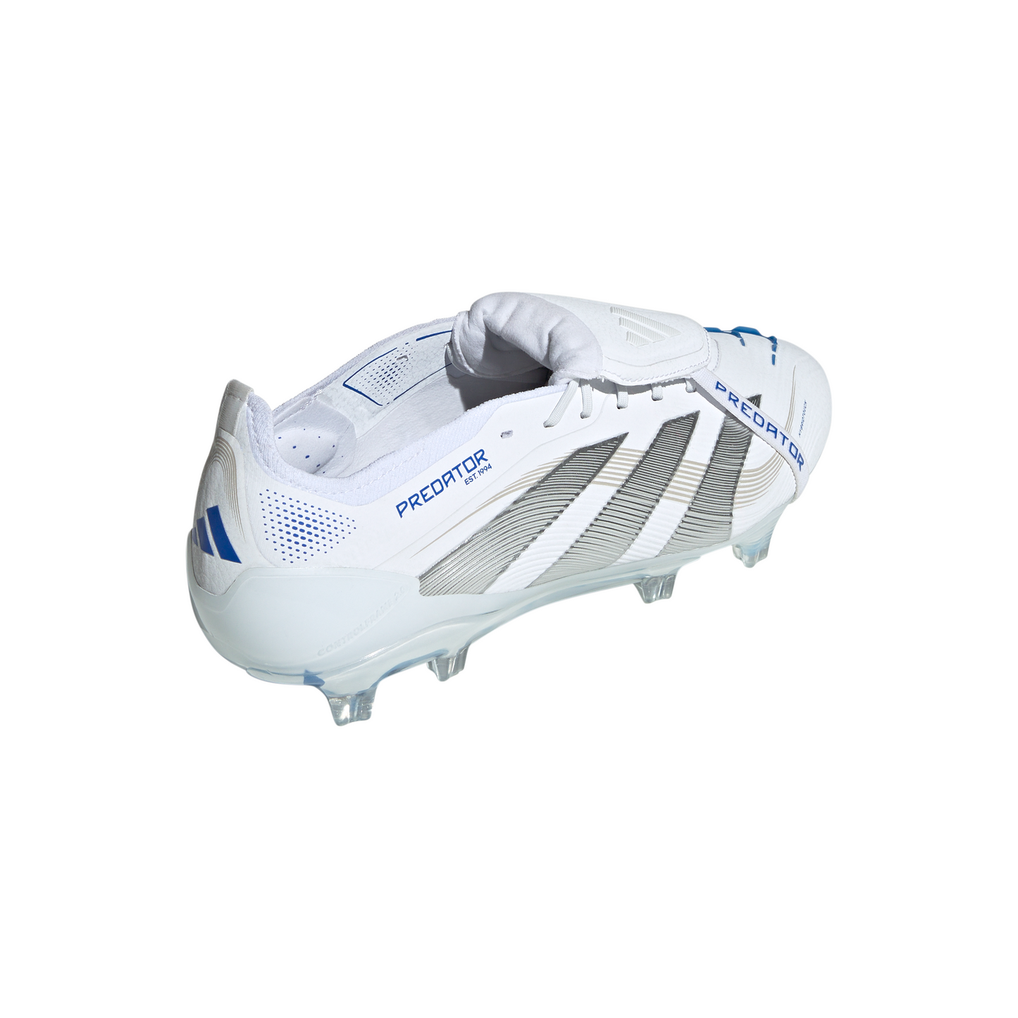 Adidas Predator Elite FT Fold Tongue FG Firm Ground Soccer Cleat - Cloud White/Silver Metallic/Bright Royal