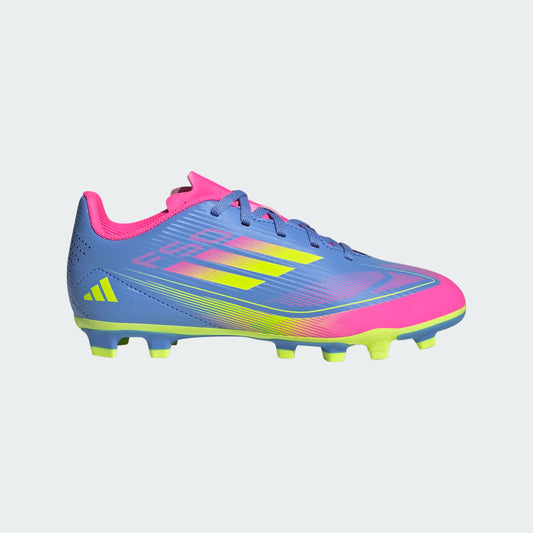 Adidas Junior F50 Club FG Firm Ground Soccer Cleat - Blue Fusion/Lucid Lemon/Lucid Pink