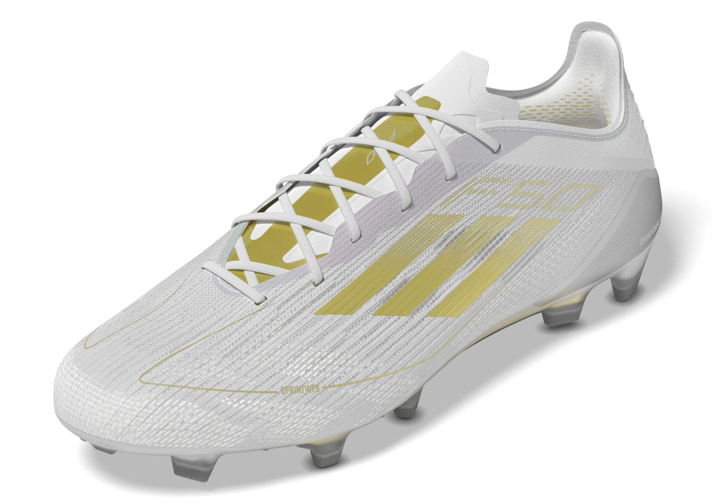 Adidas F50 Elite FG Firm Ground Soccer Cleat - Cloud White/Gold Metallic/Cloud White