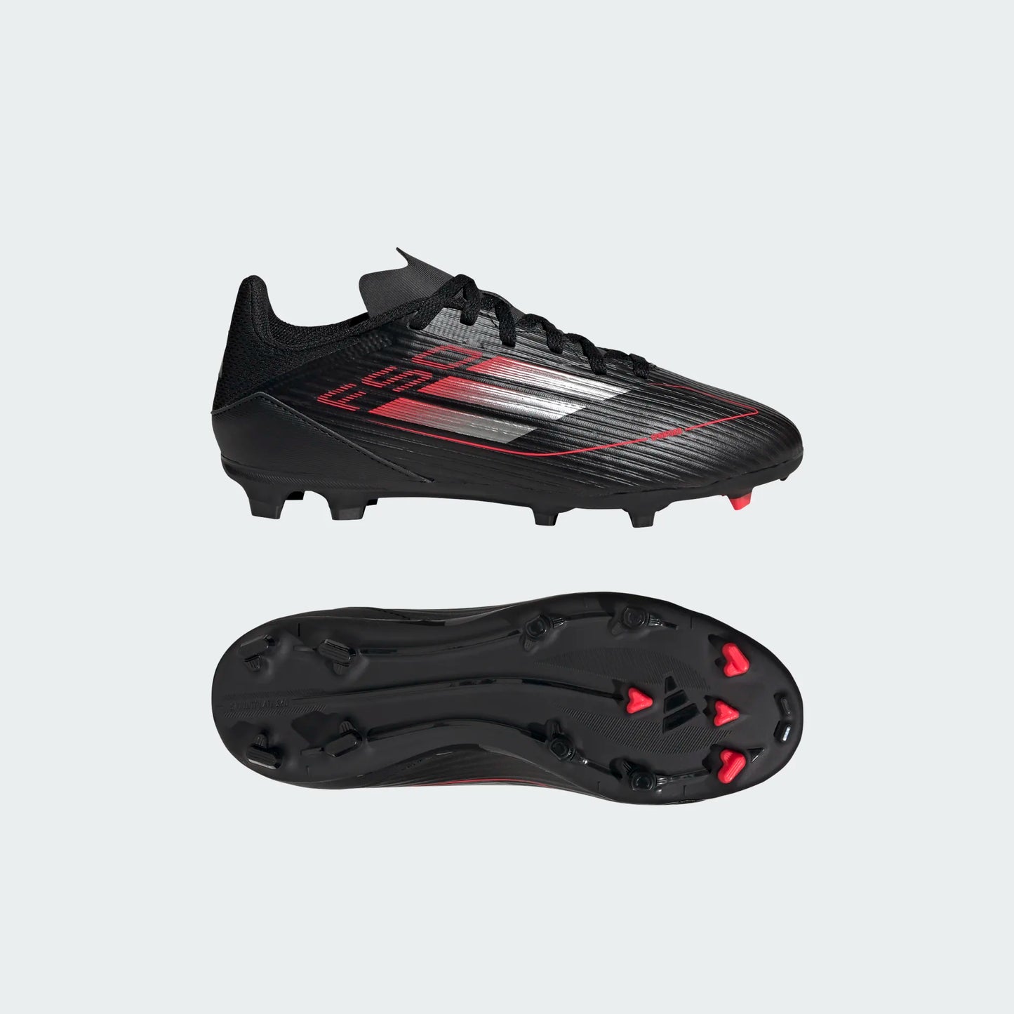 Adidas Junior F50 League FG/MG Firm Ground Soccer Cleat - Core Black/Carbon Grey/Lucid Red