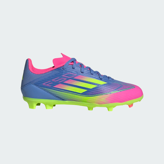 Adidas Junior F50 League FG Firm Ground Soccer Cleat - Blue Fusion/Lucid Lemon/Lucid Pink