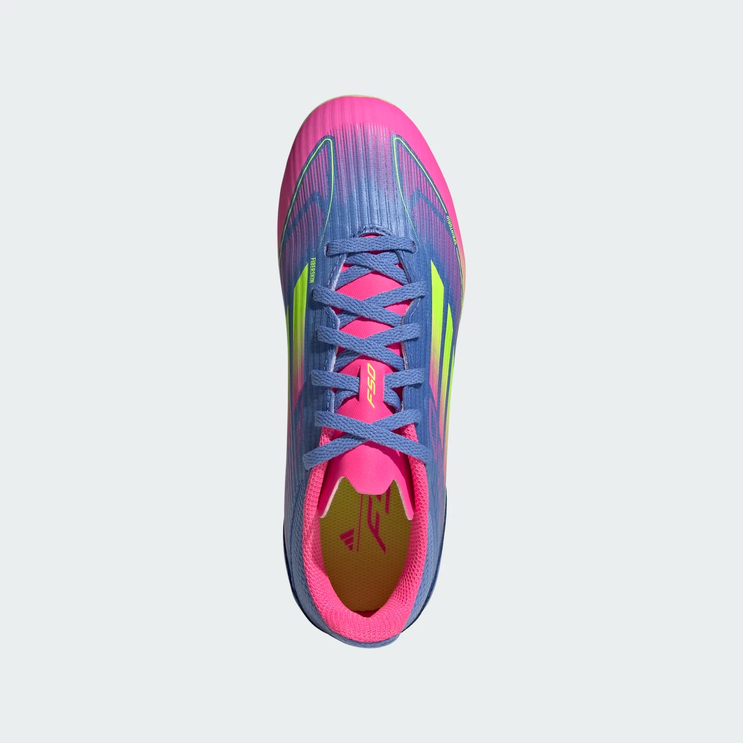 Adidas Junior F50 League FG Firm Ground Soccer Cleat - Blue Fusion/Lucid Lemon/Lucid Pink